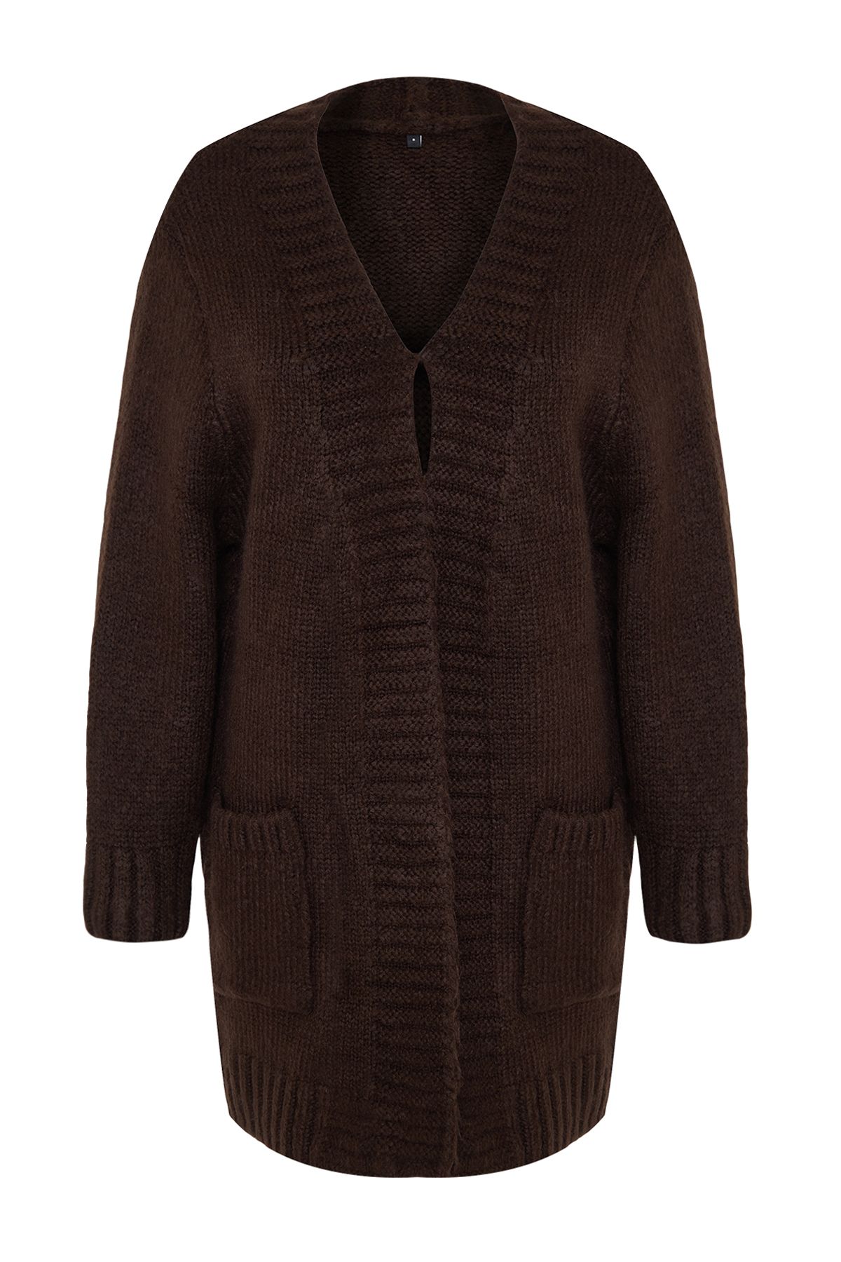 Trendyol Collection-Wide Fit Brown Knitwear Cardigan - Soft Texture Twoaw25Hi00275 6