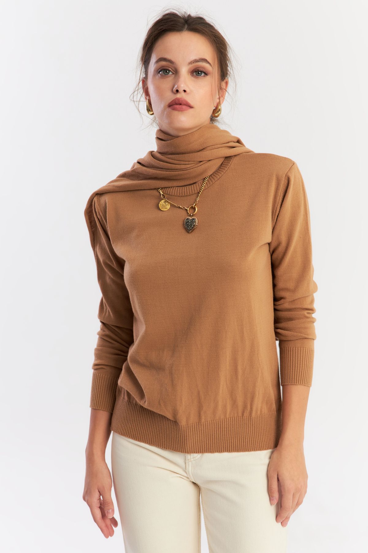 Cool & Modest-Bluză de damă Camel Shawl Accesorii Tricoturi YV286 4