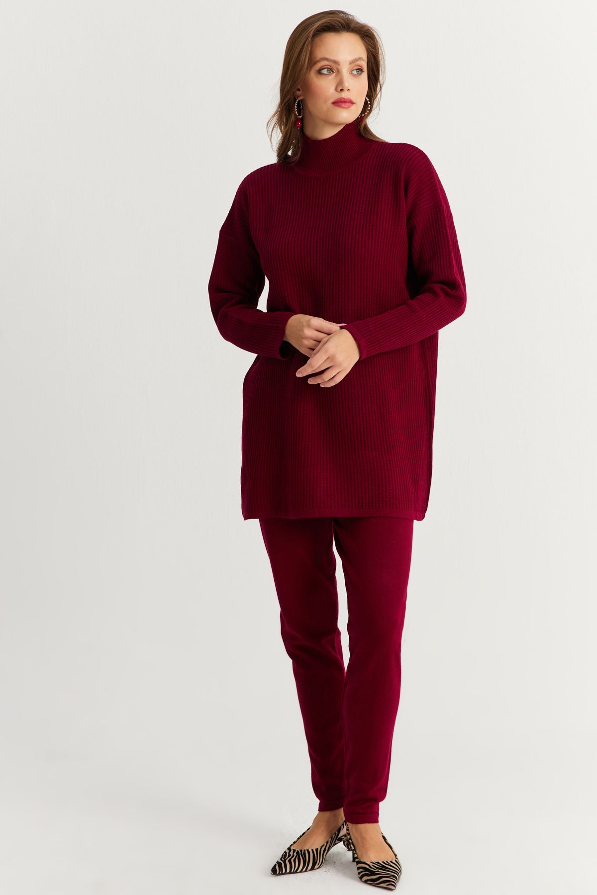 Cool & Modest-Dámská sada pleteniny Claret Red - spodní a horní sada Mnuv9 6