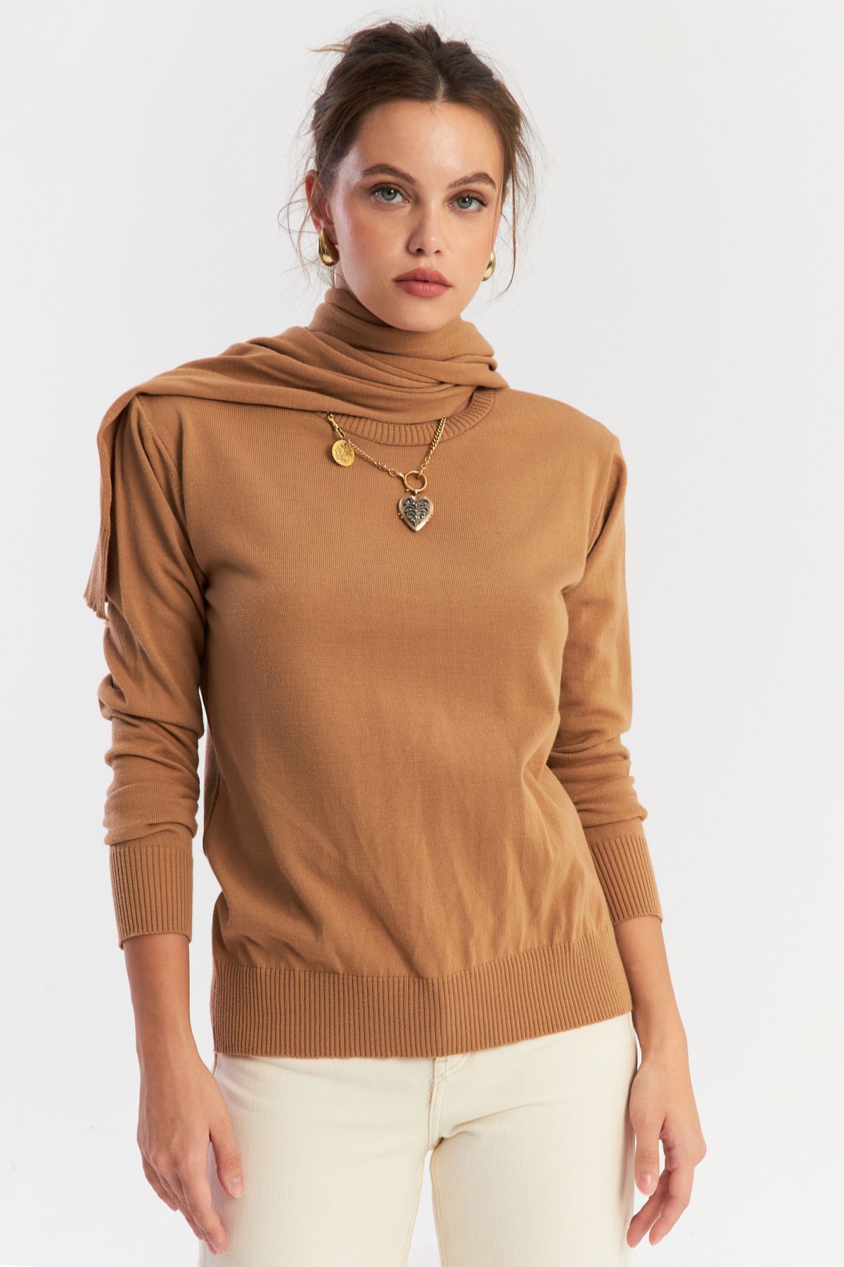 Cool & Modest-Bluză de damă Camel Shawl Accesorii Tricoturi YV286 5