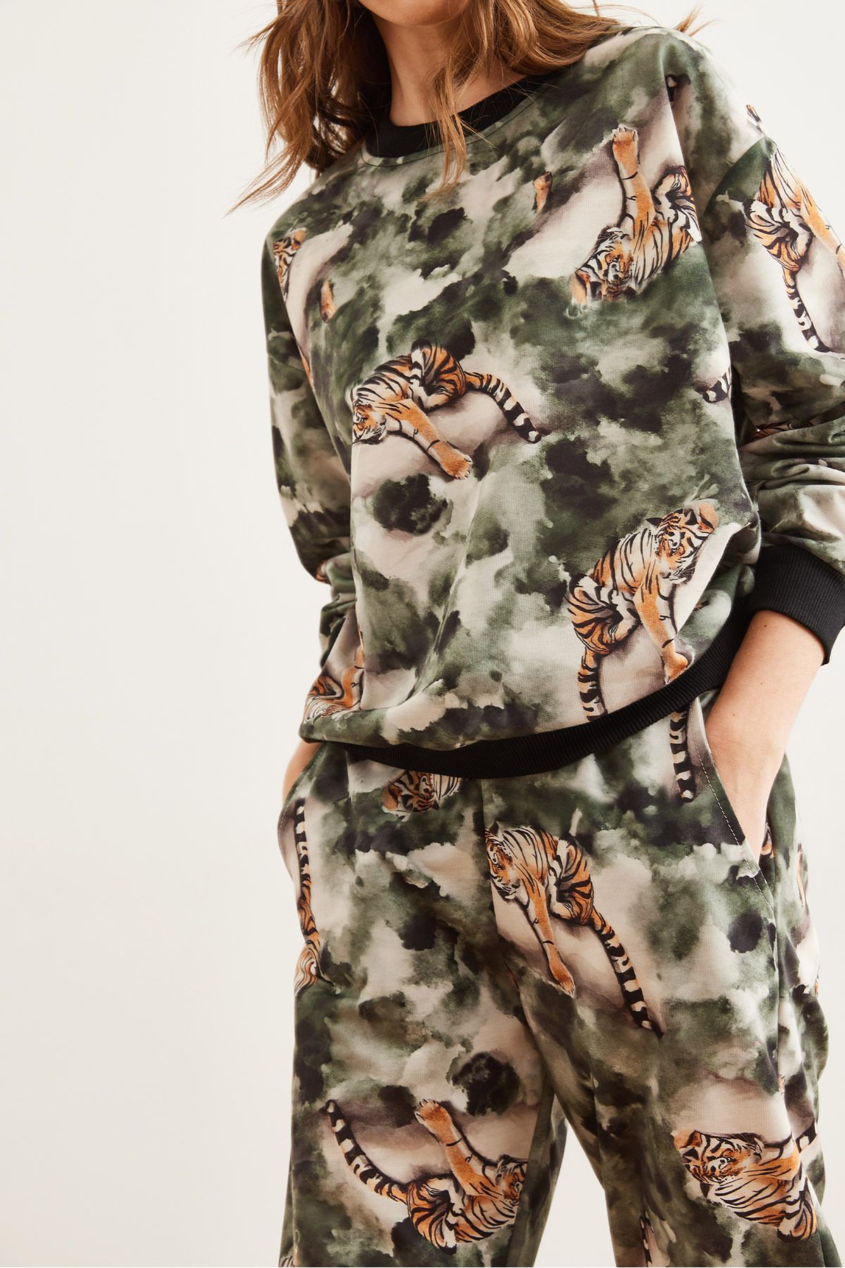 Olalook-Damski podstawowy dres tie-dye w panterkę Etkm- 0000069 4