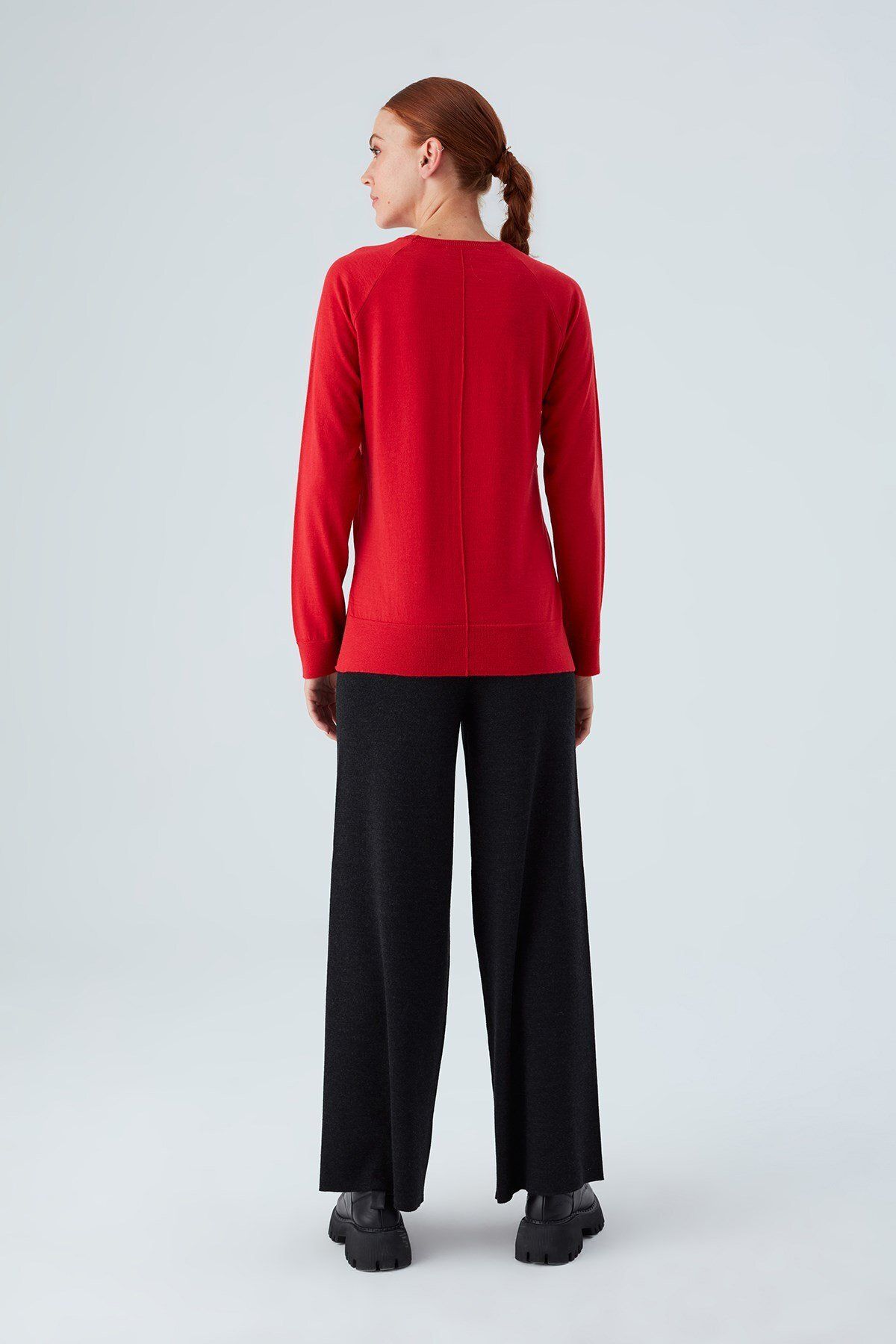 Peraluna-Dámsky úpletový sveter Vanessa - Merino Wool Slit Red 8