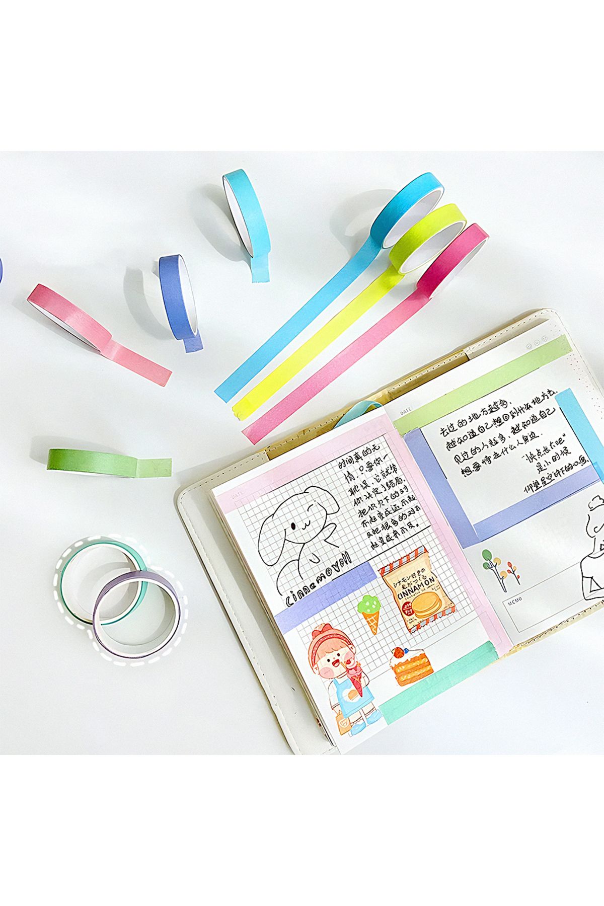 GUGUK-Green Themed 6-Color Washi Tape • Sticky Note 2