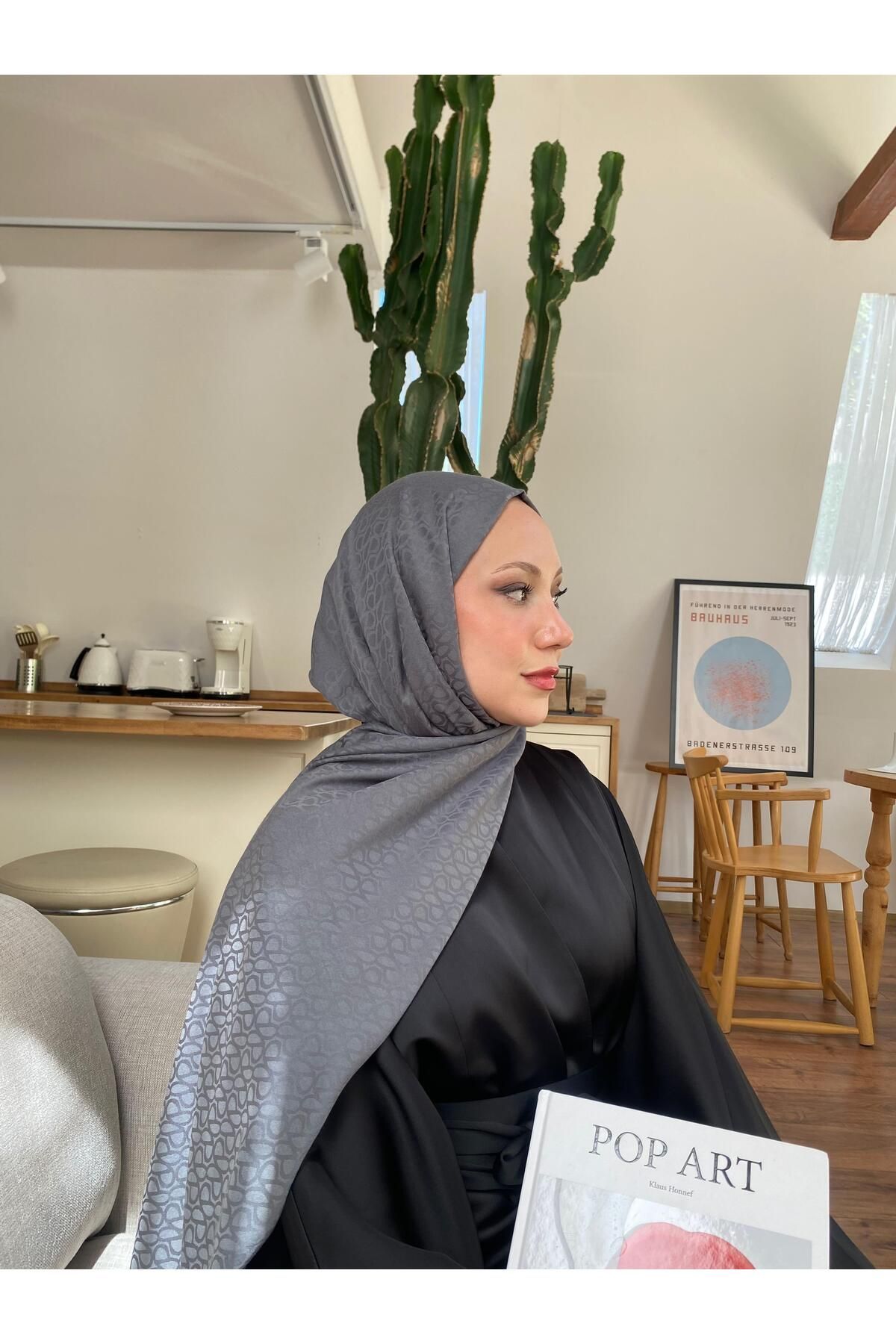 Şalland-Anthracite Colored Shawl and Jacquard Shawl 4