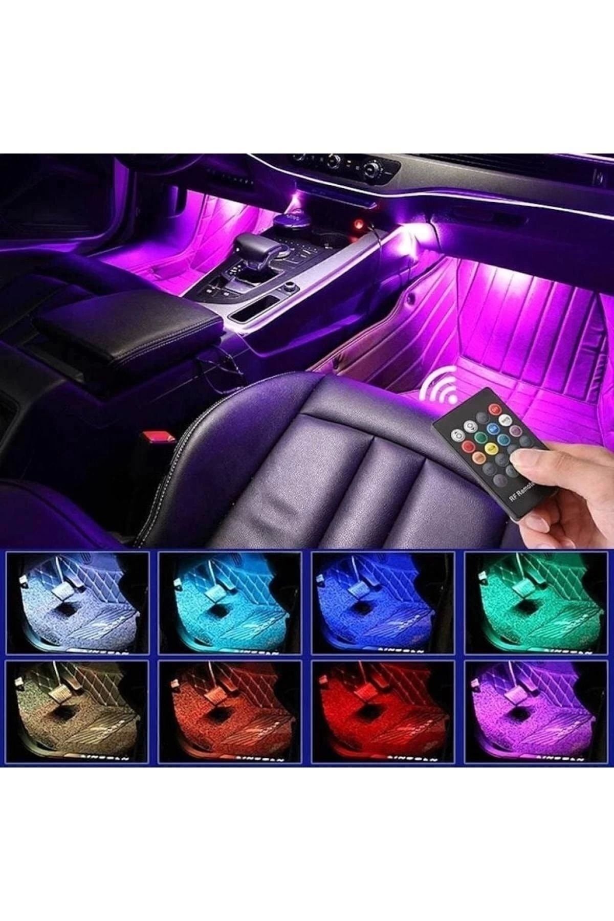 KARA AUTO Tofaş Şahin 12v Çakmaklık Girişli 4'lü Rgb Kumandalı Sese Duyarlı Ayak Altı Led