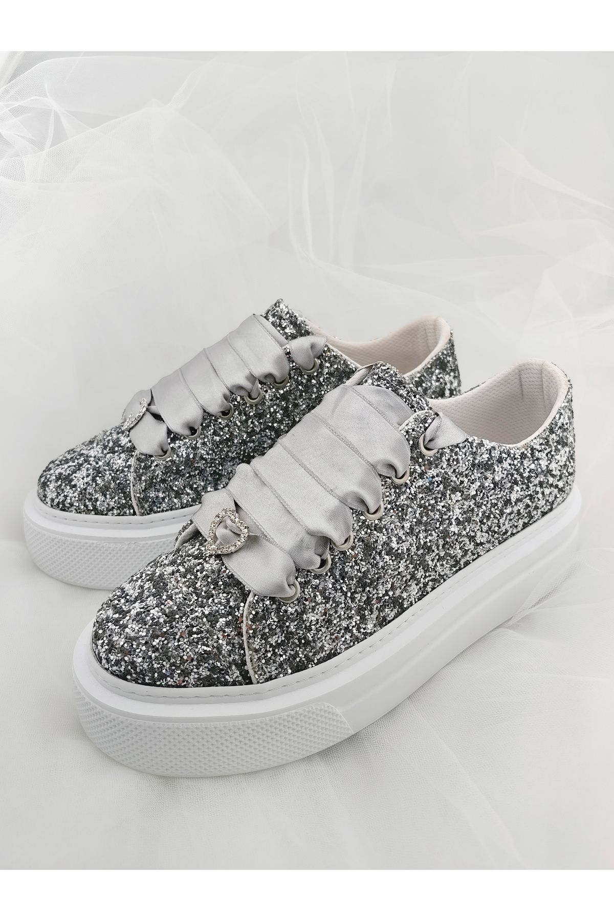 Ayakkabı Tutkusu Stilo ®-Adidași cu sclipici argintii Potrivire confortabilă Design modern Confort extrem 3