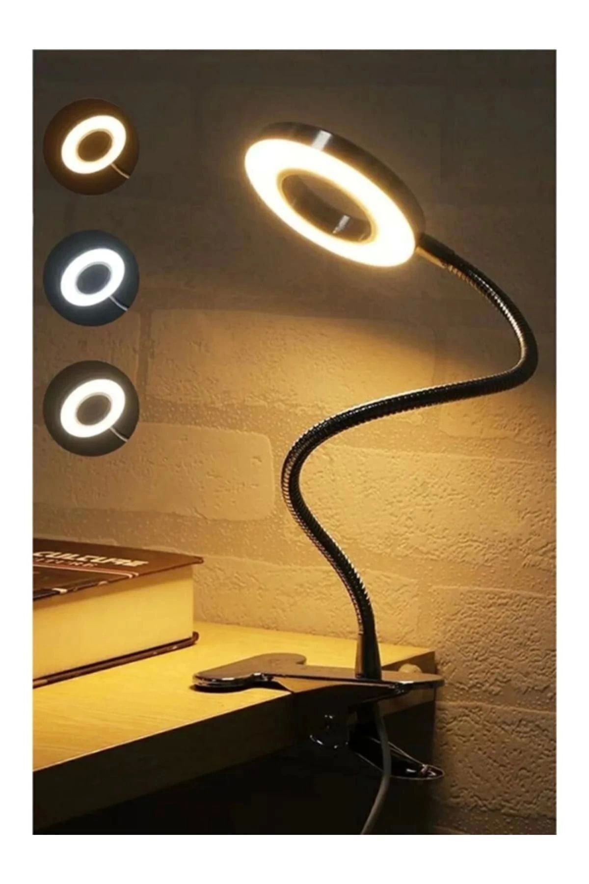 xsir Mandallı Led Çalışma Okuma Işığı Ayarlanabilir Işık 3 Renk Masa Gece Lambası Telefon Tutucu Hediyeli