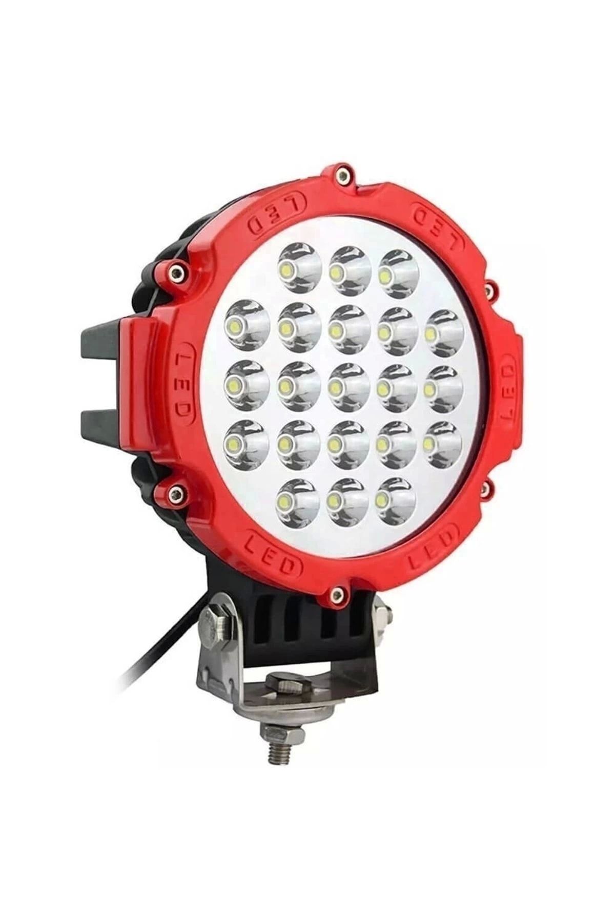 BoostZone 21 Ledli Kırmızı Çerçeve 63w Off Road Led Sis Farı Su Geçirmez 12v 24v Yuvarlak Çalışma Lambası