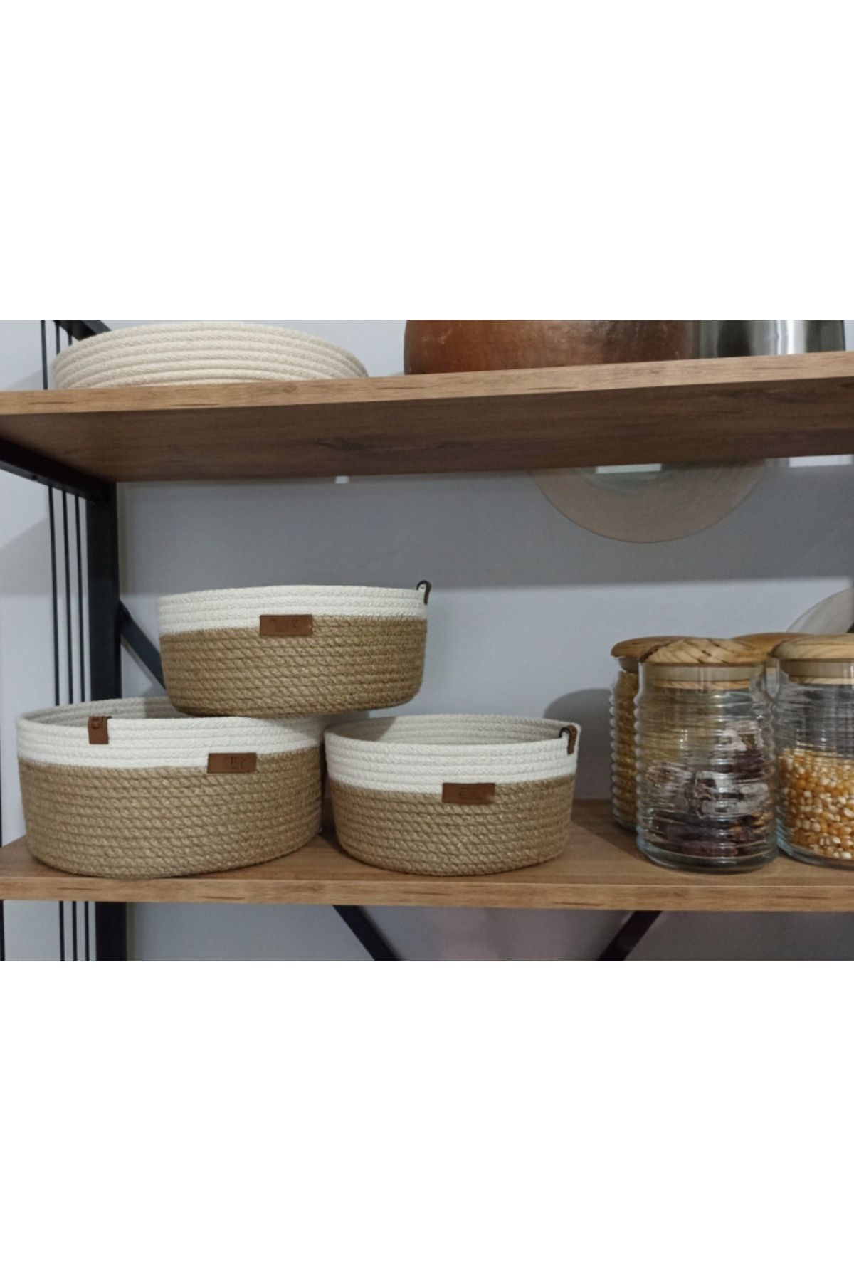 Pınar Gündoğdu Collection-Wicker 3-Piece Basket Organizer Wicker Basket Multi-Purpose Basket Bathroom, Kitchen Organizer 1