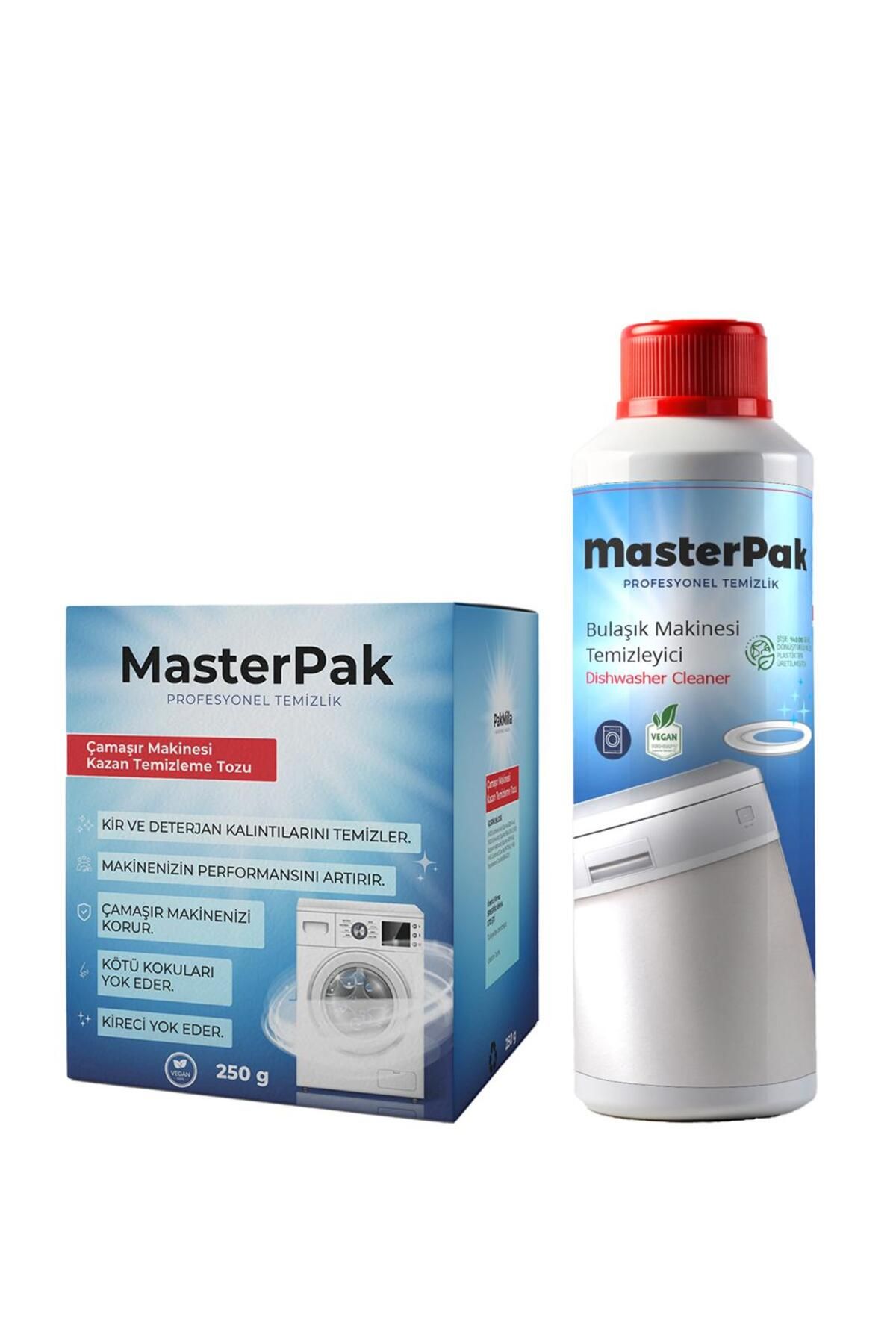 MASTERPAK Muhteşem İkili Çamaşır Makinesi Kazan Temizleme Tozu & Bulaşık Makinesi Temizleme Sıvısı Set