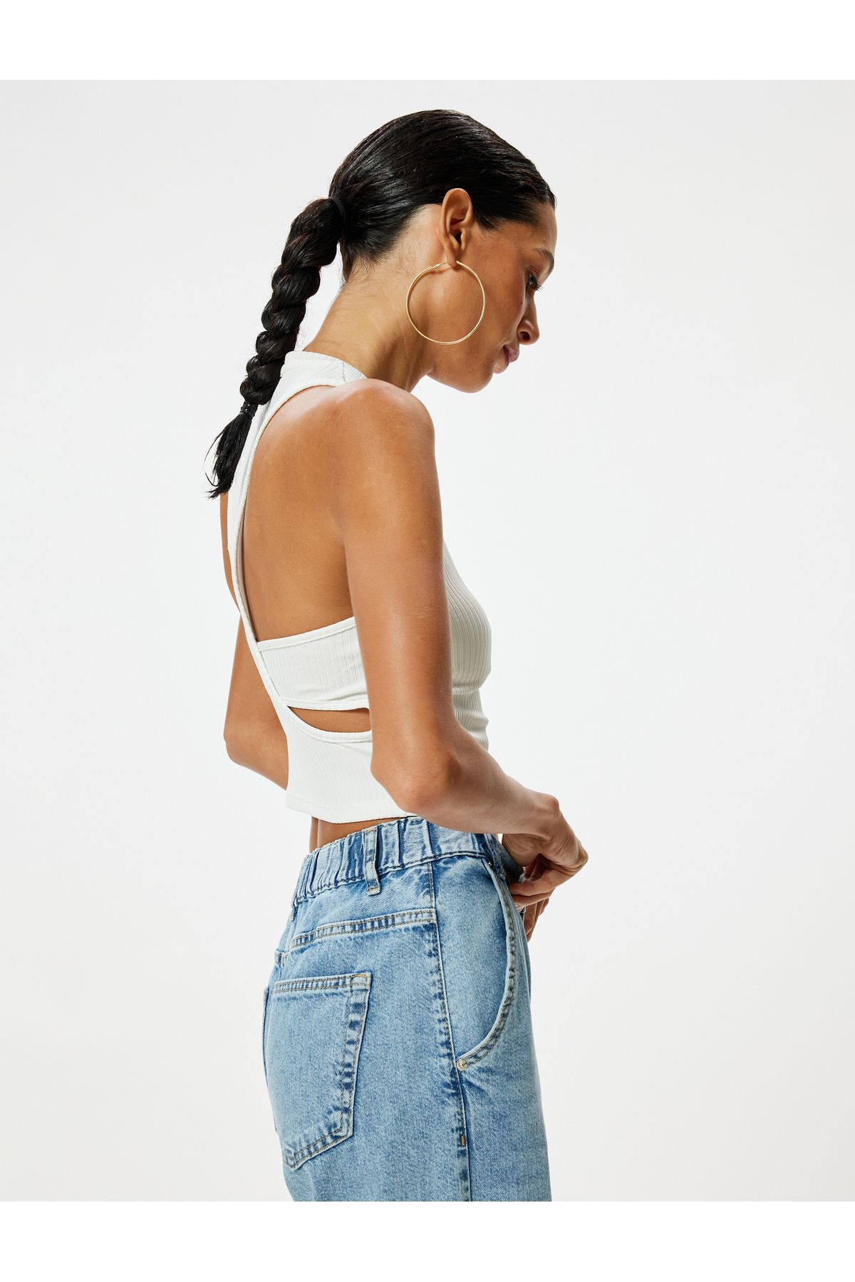 Koton Yeni Sezon Halter Yaka Atlet Fitilli Sırt Detaylı Kolsuz Slim Fit