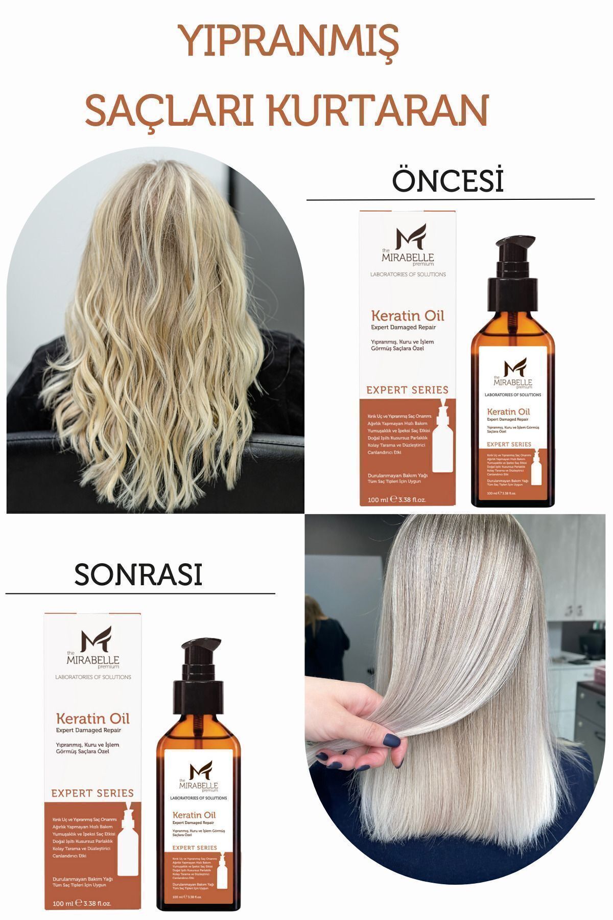 The Mirabelle Premium Yoğun Keratin, Onarıcı Ve Güçlendirici Durulanmayan Bakım Yağı 100 Ml-5