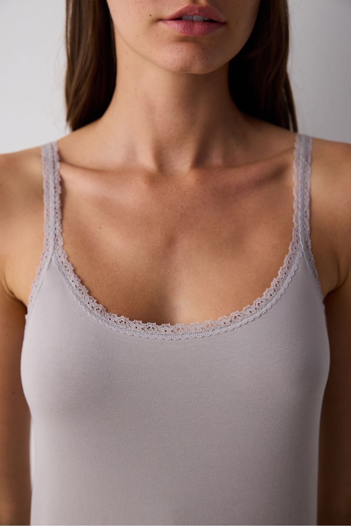 Penti-Baumwollspitze Spitze Grau Tank Top 4