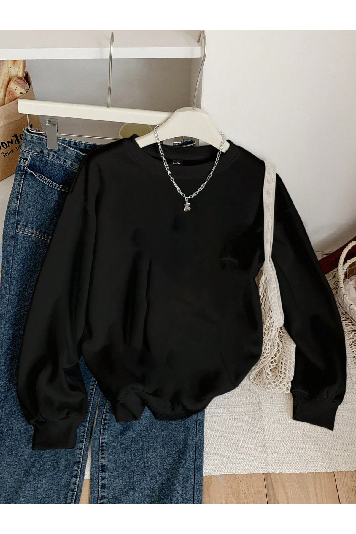 هودي أوفرسايز أسود