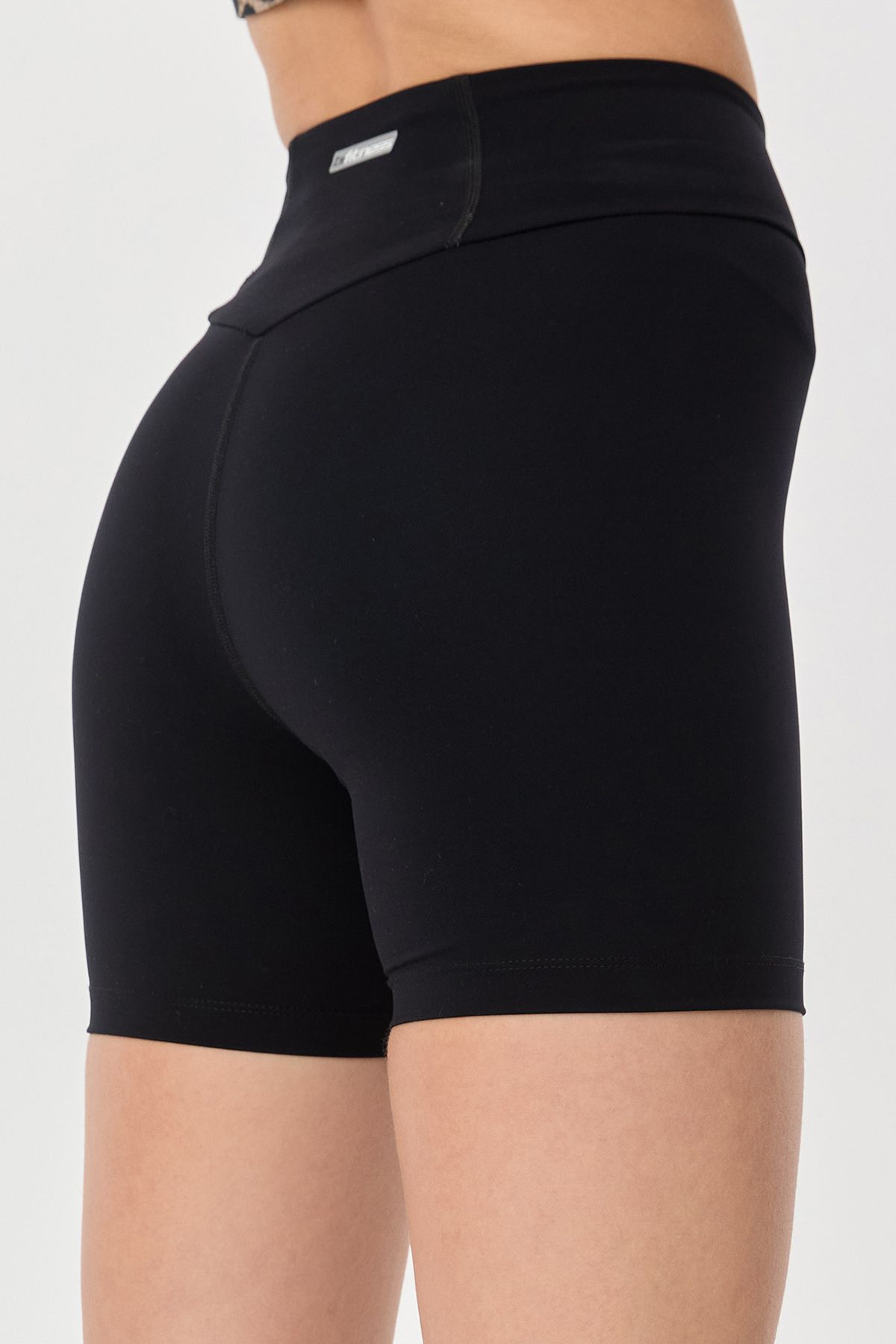 bilcee-Black High Waist Stretchy Mini Athlete Shorts Leggings - Biker Rubber, Gathering 9730 3