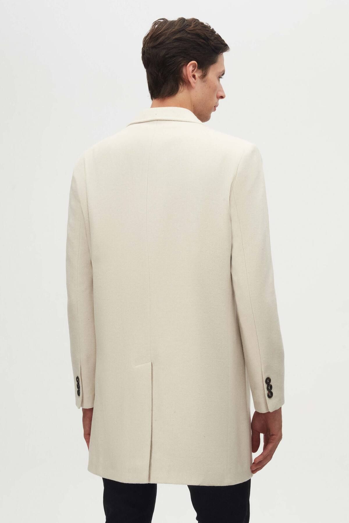 D'S Damat-Ds Damat Regular Fit Ecru Mono Guler Stamp Coat 6