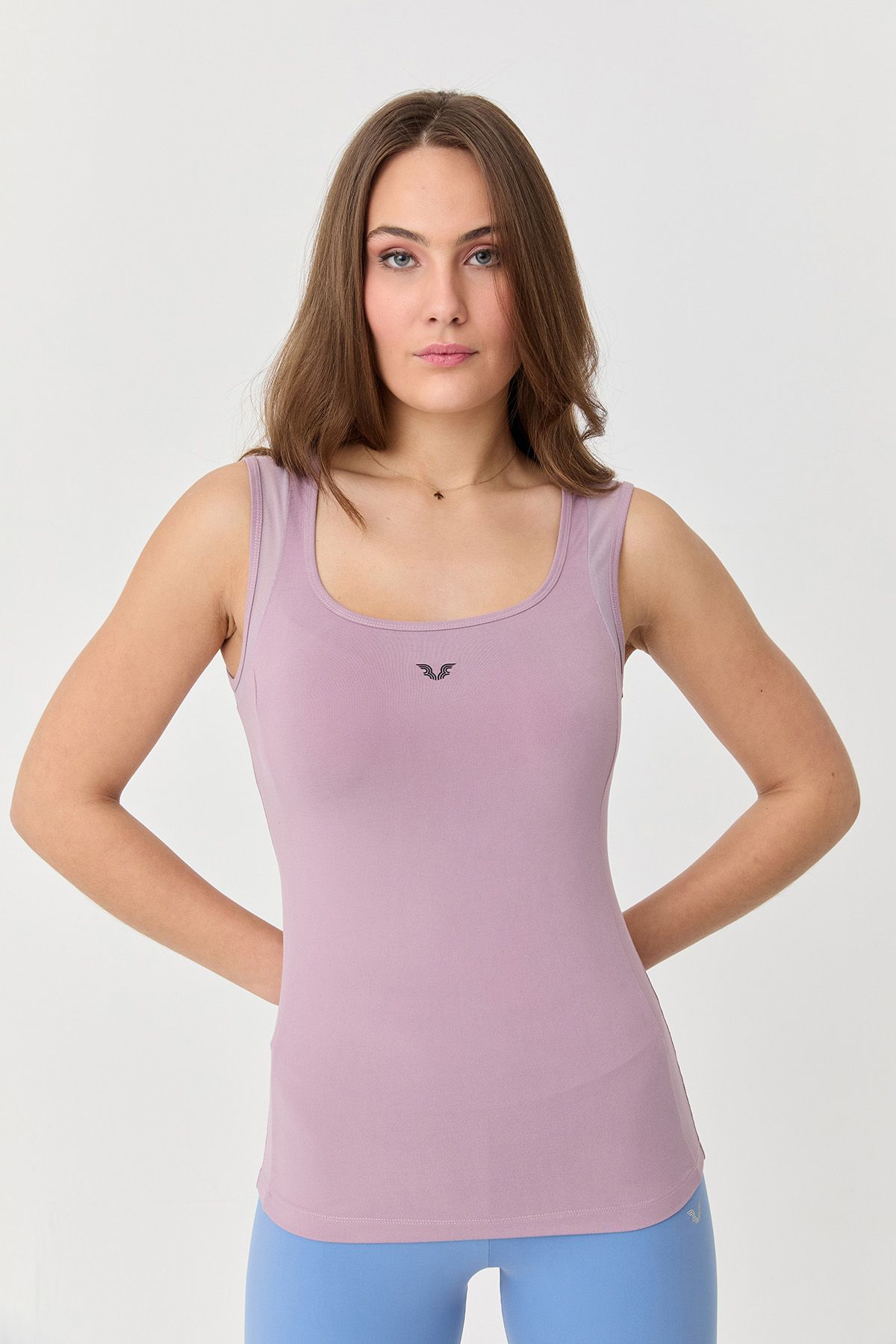 bilcee-Women's Lilac Back Tulle Detailed Casual and Sports Undershirt 8605 1