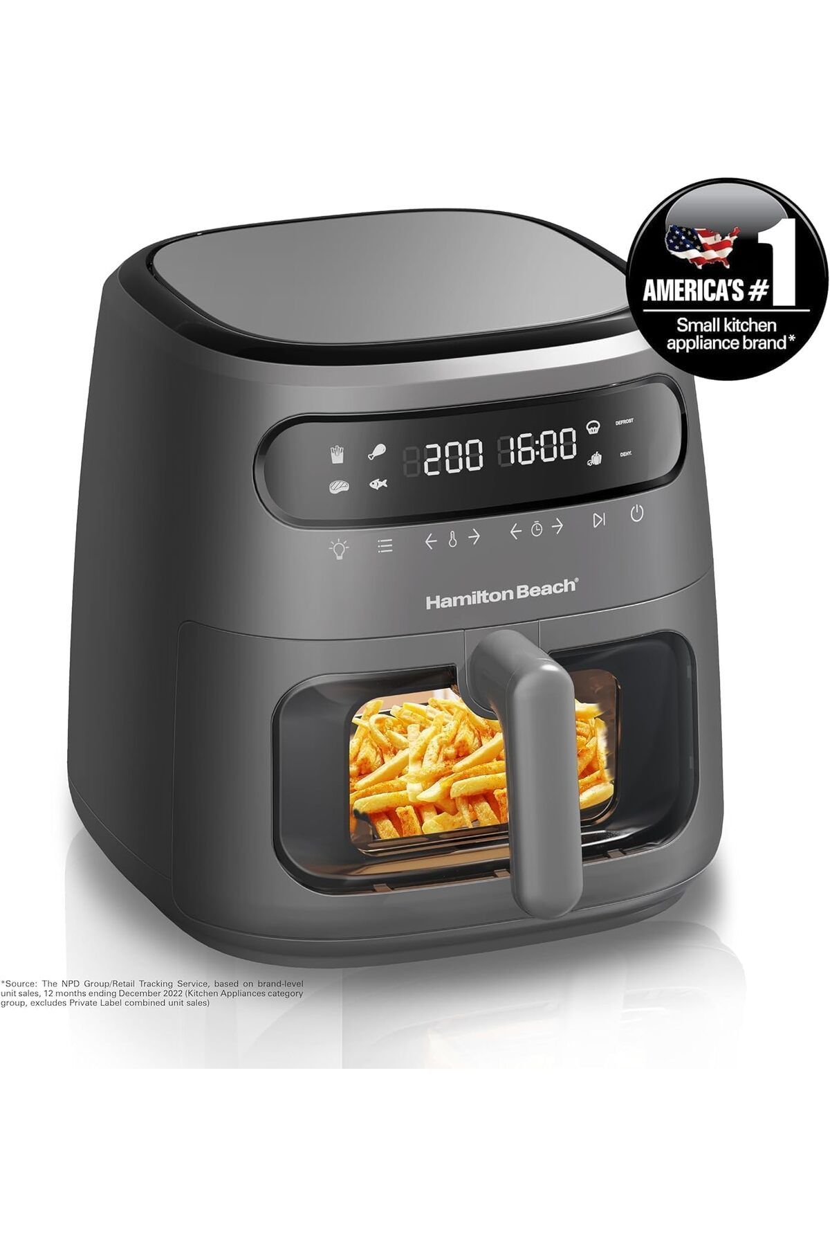 Hamilton Beach-Digital Air Fryer View 8L, Large Viewing Window, 8 Presets w/ Dehydrate & Defrost, 1750W, Matte Grey 2