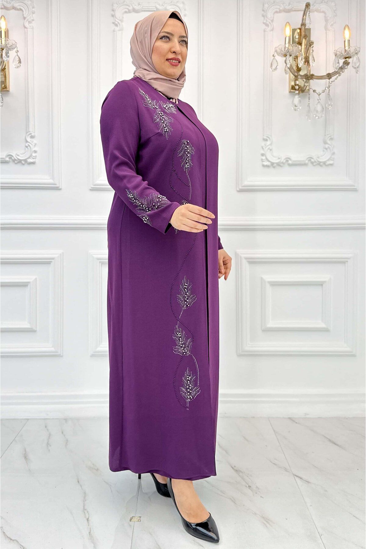 Amine Hüma-Rochie de seara Hijab Plum Crocus 2