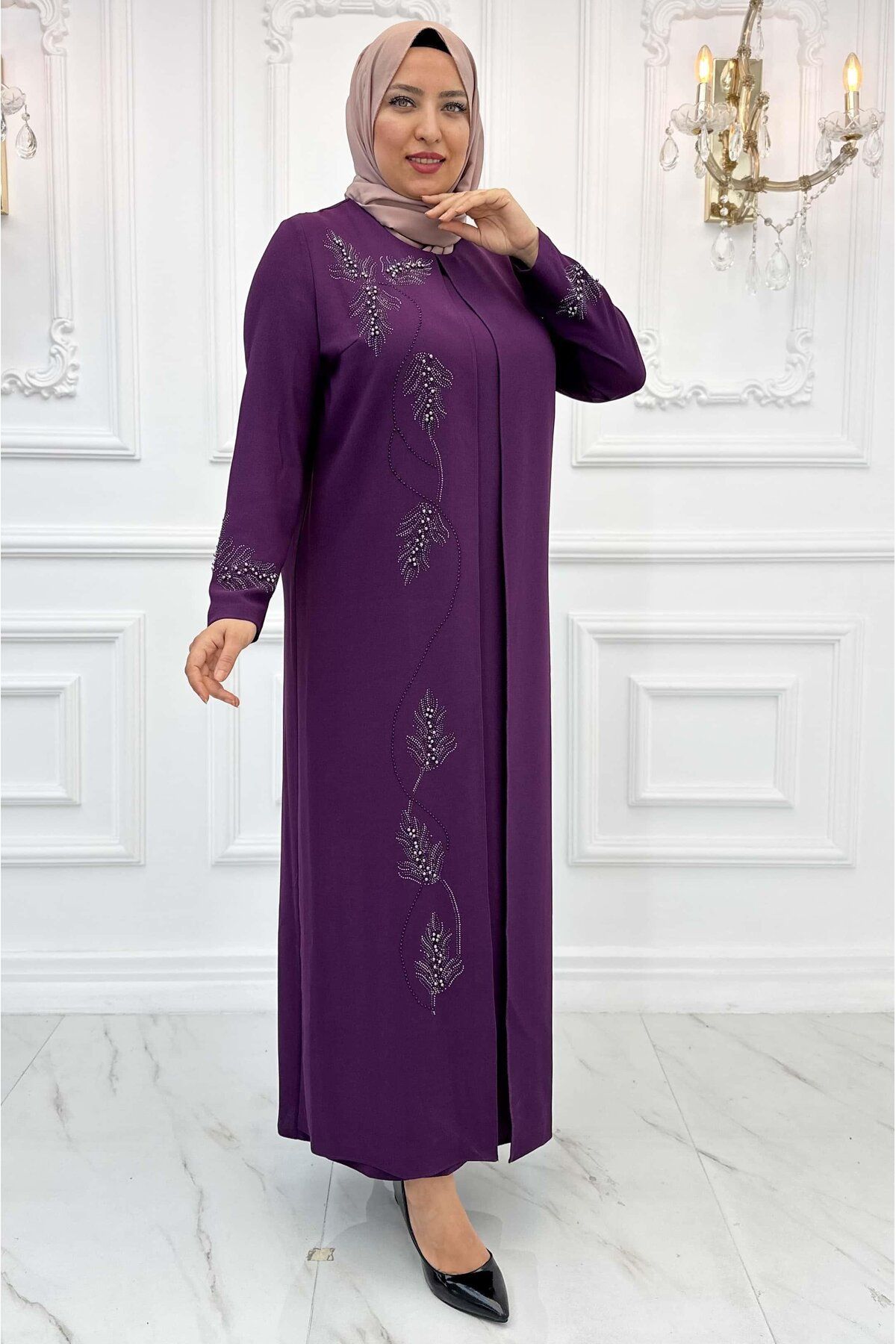 Amine Hüma-Rochie de seara Hijab Plum Crocus 3