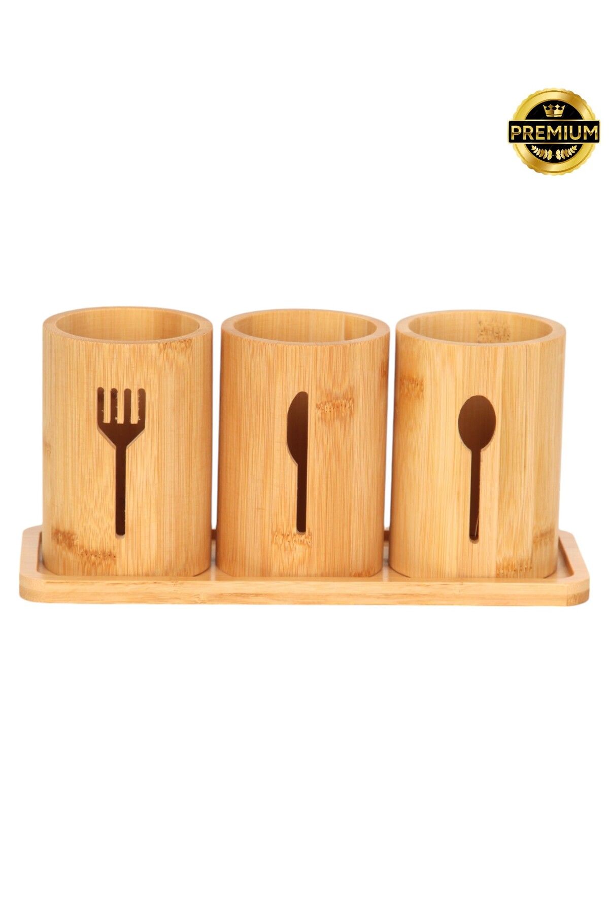 PAZARAKOŞ-Premium Wooden Spoon Holder 4 Piece Knife Spoon Fork Holder Set 2