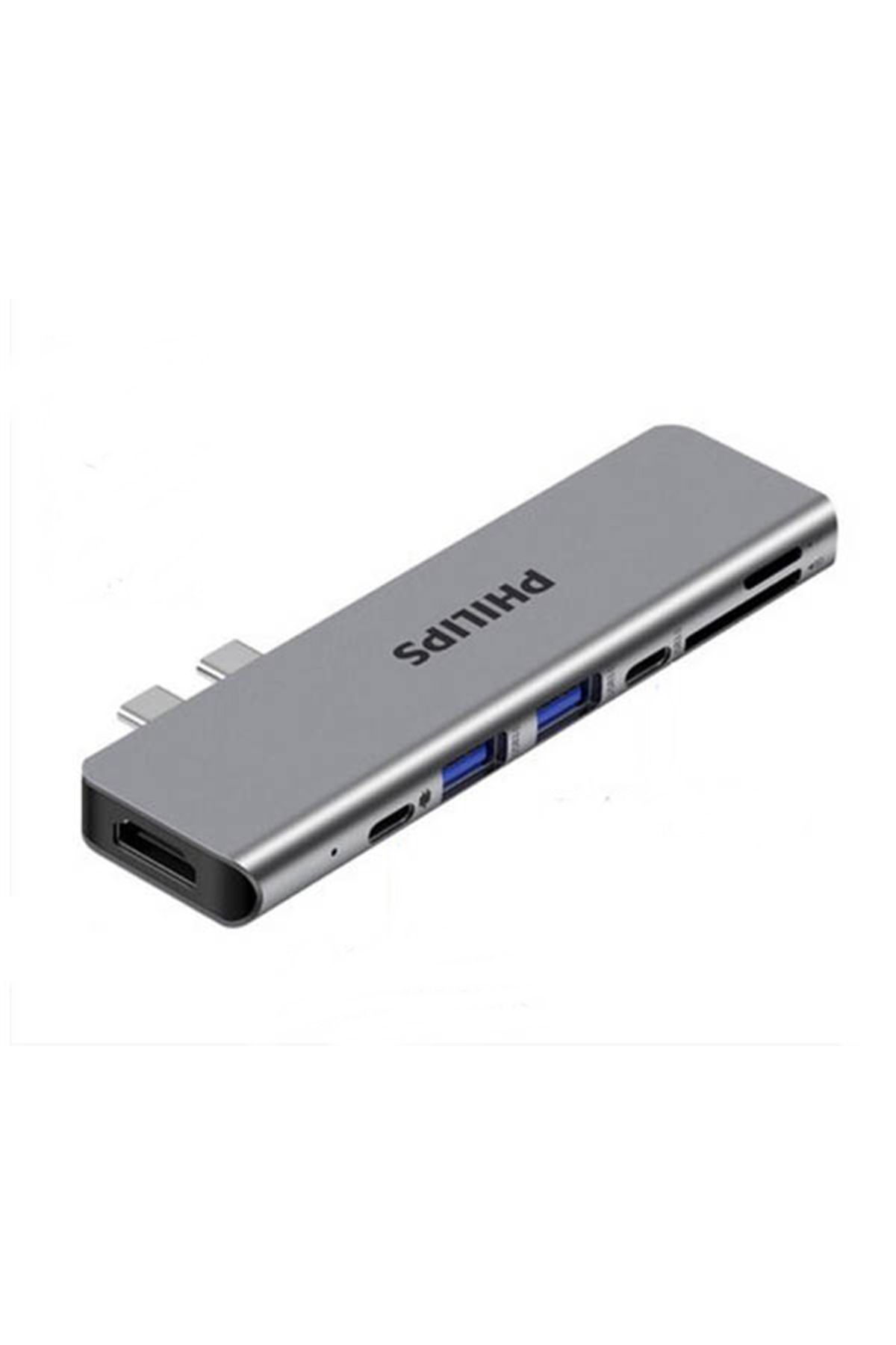 Philips-7 in 1 Dual Type - Digital Converter, 4K Hdmi, 100W Pd, USB 3.0*2 Card Reader 1