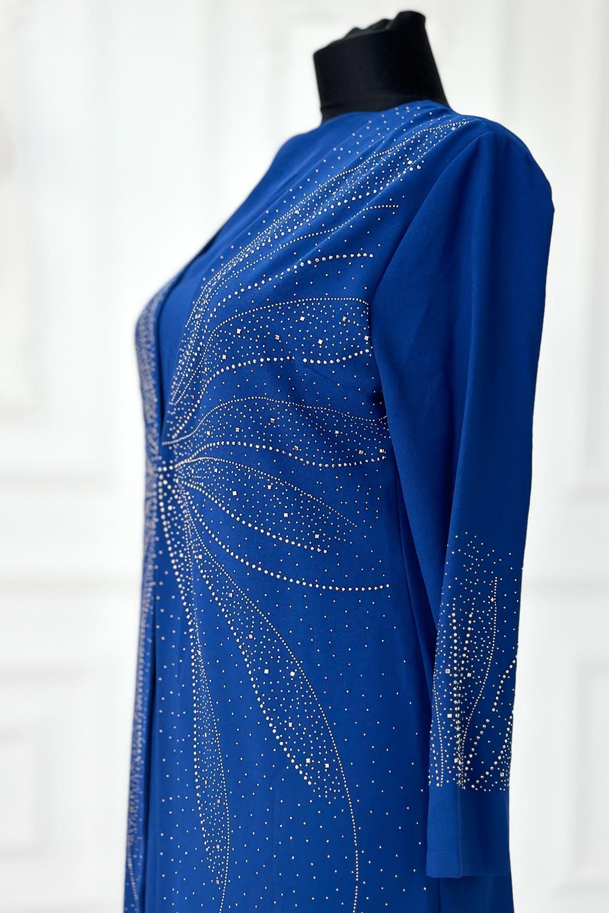 Amine Hüma-Indigo Ceren Hijab Evening Dress 3