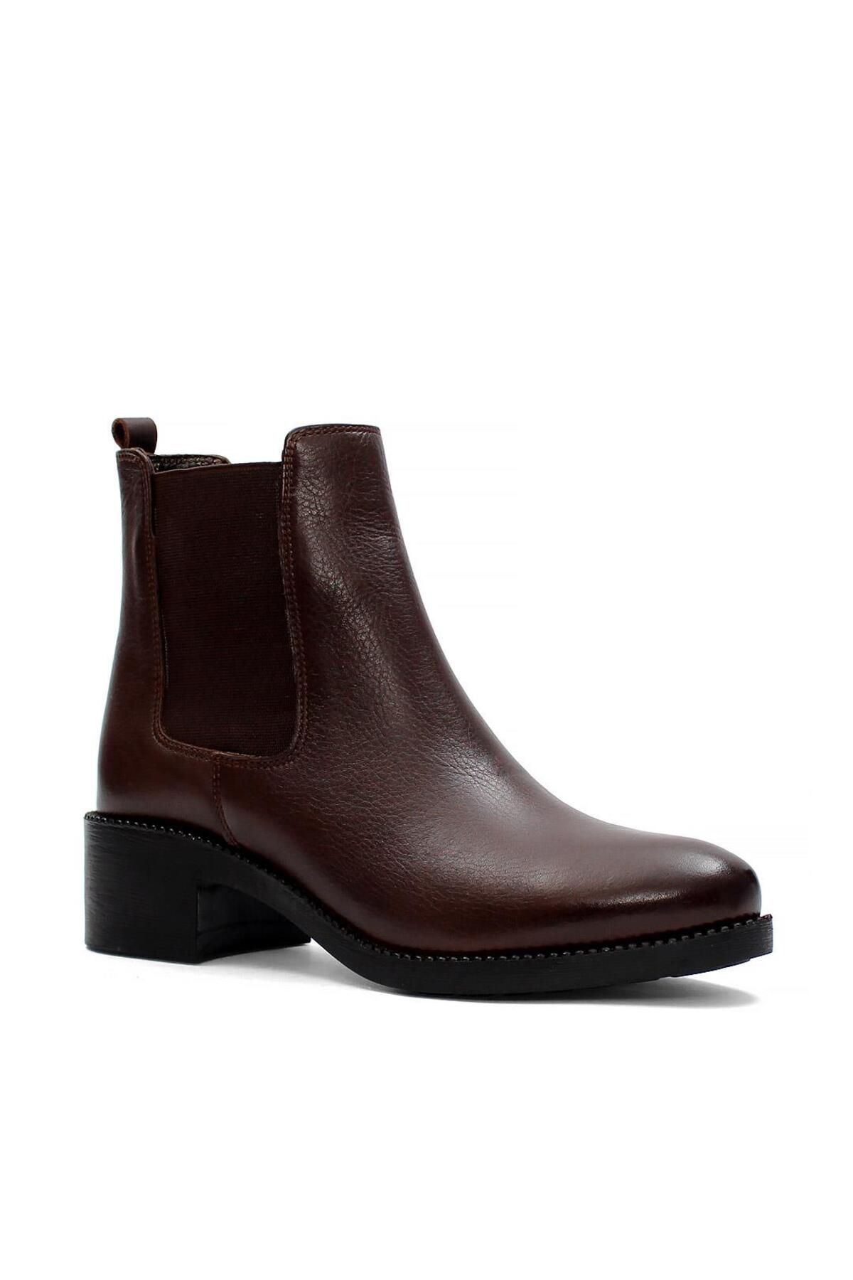 Celal Gültekin-Women's Brown Thick Soled Leather Chelsea Boots 3