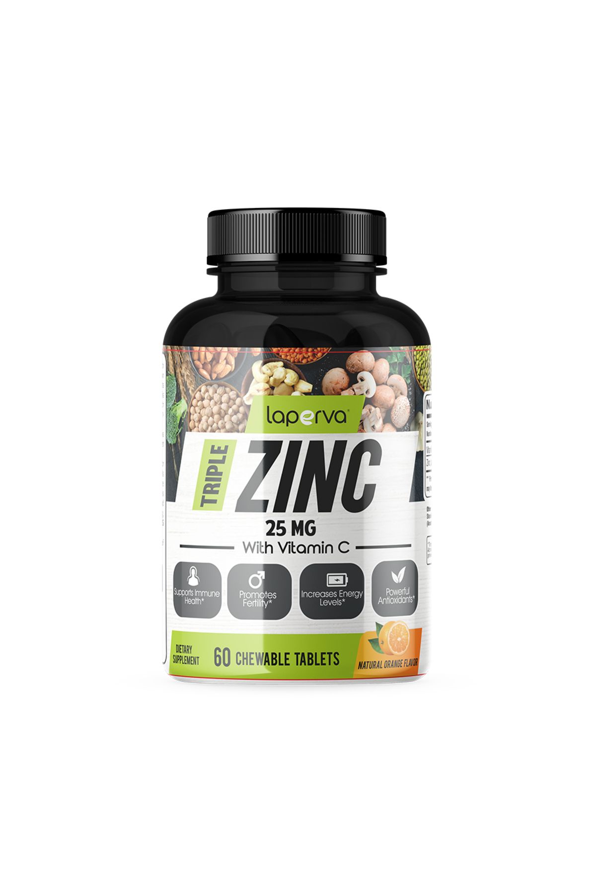 Laperva-Triple Zinc with Vitamin C Chewable Tabs, Orange, 60 Chewable Tablets 1