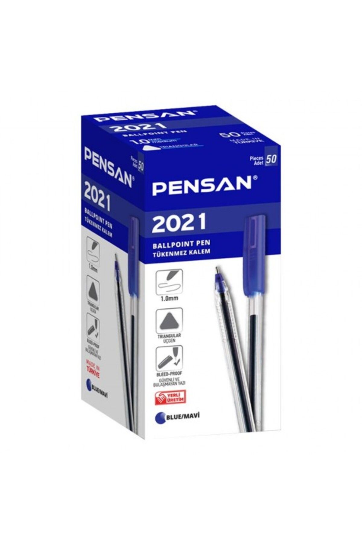 Pensan Tükenmez Kalem Üçgen 50 Li 1.0 Mm Mavi