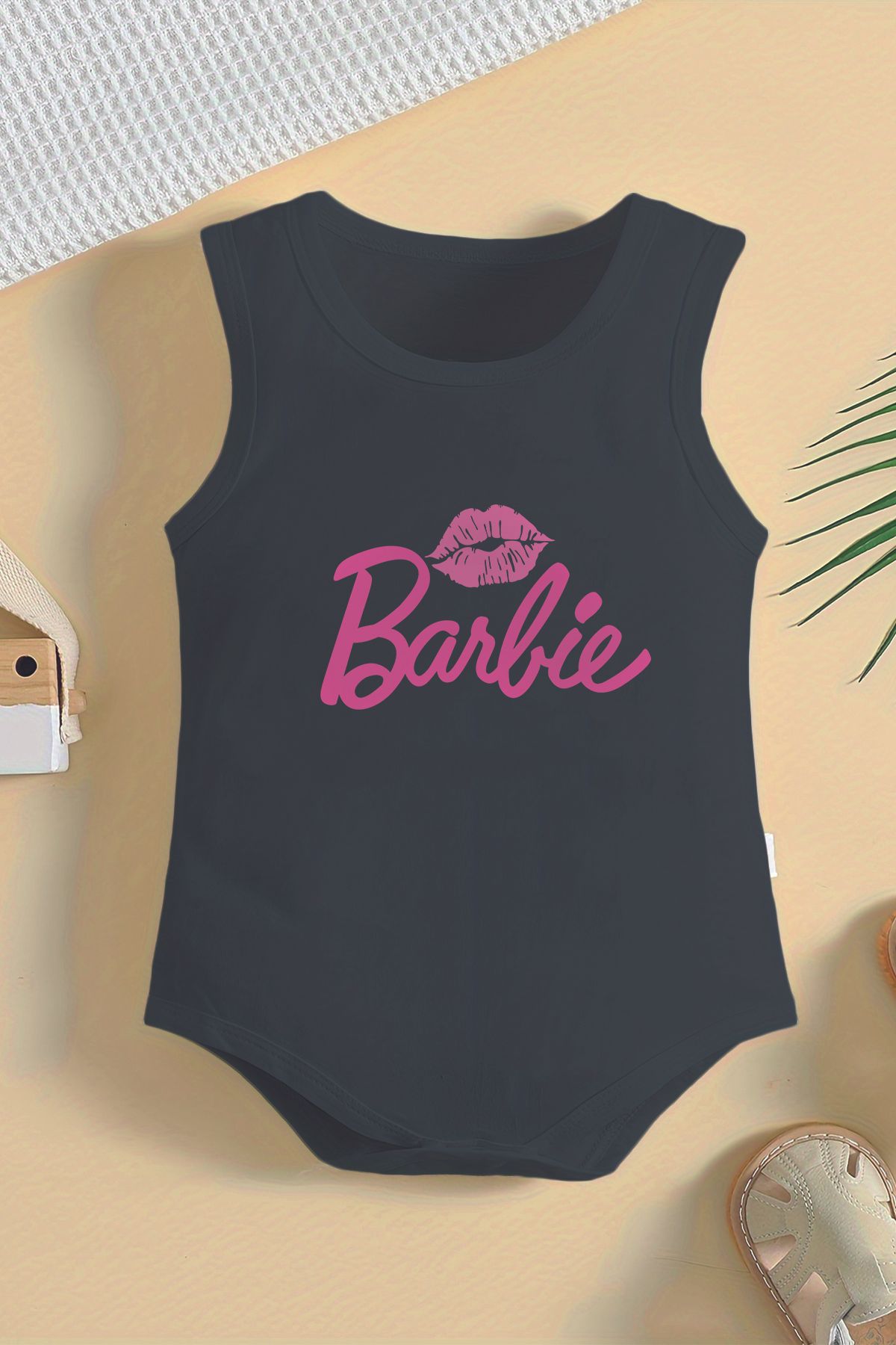 ADABEBEK-Cotton Barbie Printed Baby Bodysuit with Snap Fasteners 15560-1 1