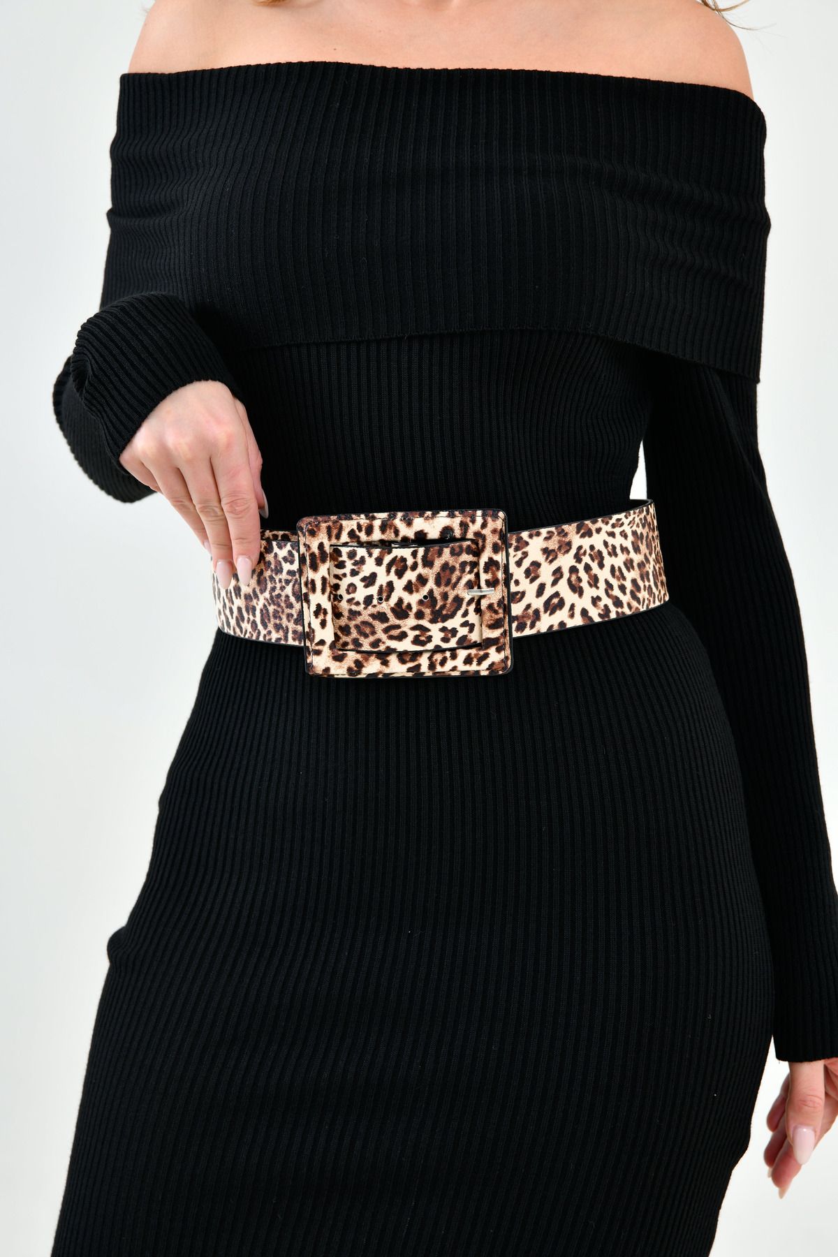 bayansepeti-Faux Leather Stylish Design Buckle Wide Band Clothing Accessory Leopard Belt 15525 4