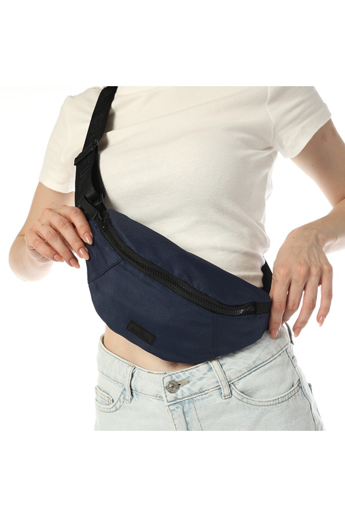 Colorful  Stello Çift Taraflı Bel Omuz Çantası Kadife-Lacivert - Görsel 7