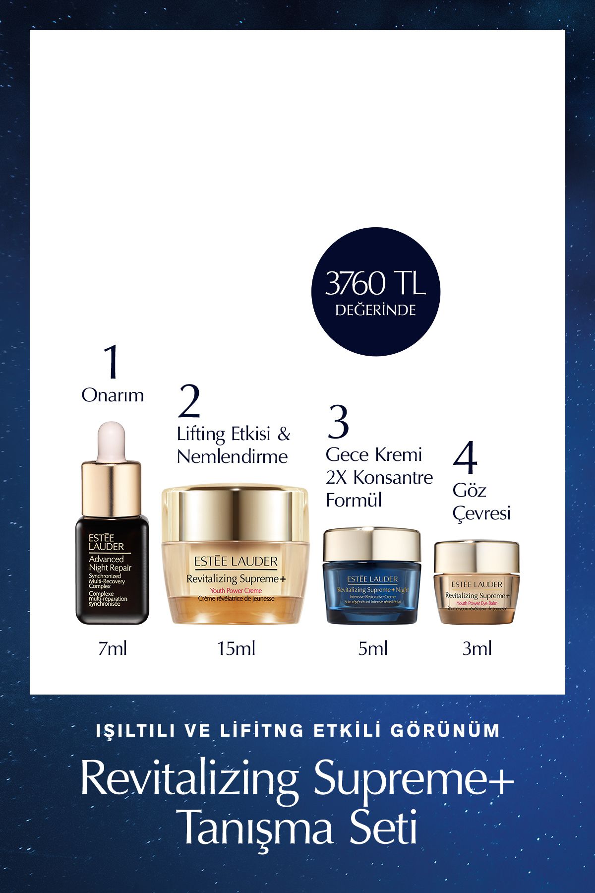 Estee Lauder Seyahat Boy Cilt Bakım Seti - Advanced Night Repair Serum 7ml Krem 15ml Gece Kremi 5ml Göz Kremi 3ml-1