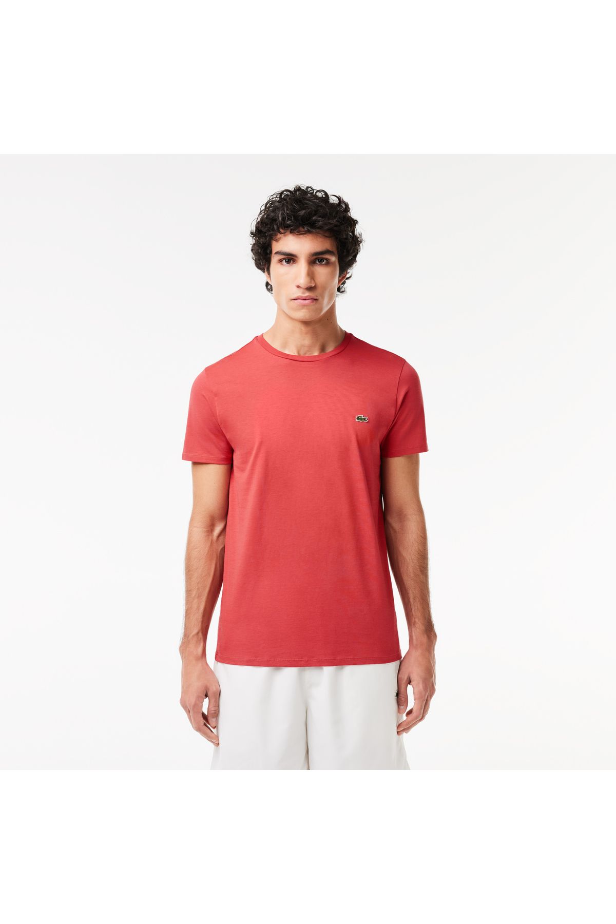 تی شرت صورتی مردانه گردن دوچرخه مناسب Lacoste