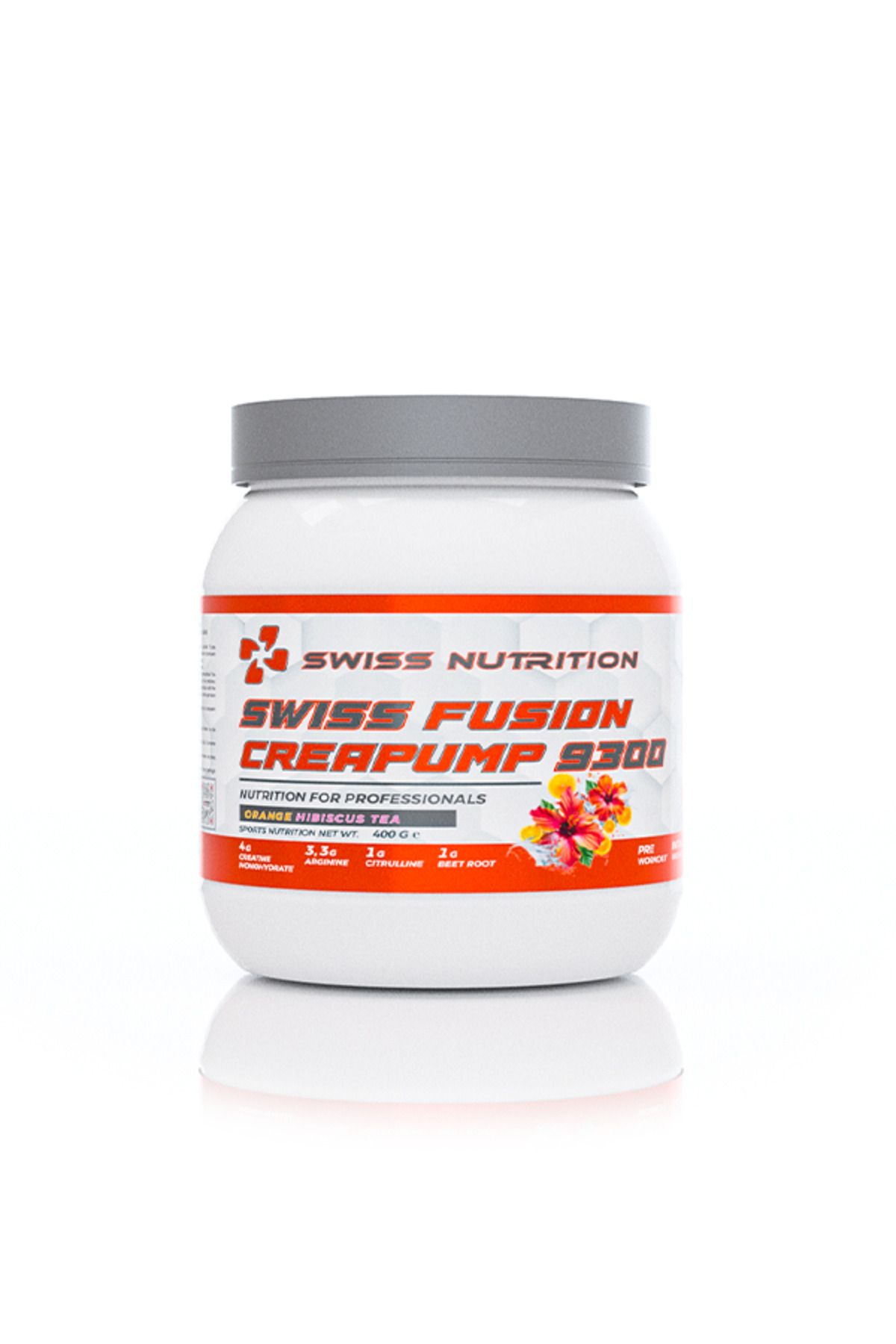 Swiss Nutrition Swiss Fusion Creapump 9300 | Orange Hibiscus |400g 40 serv|Creatine içeren Pump etkili sporcu gıdası