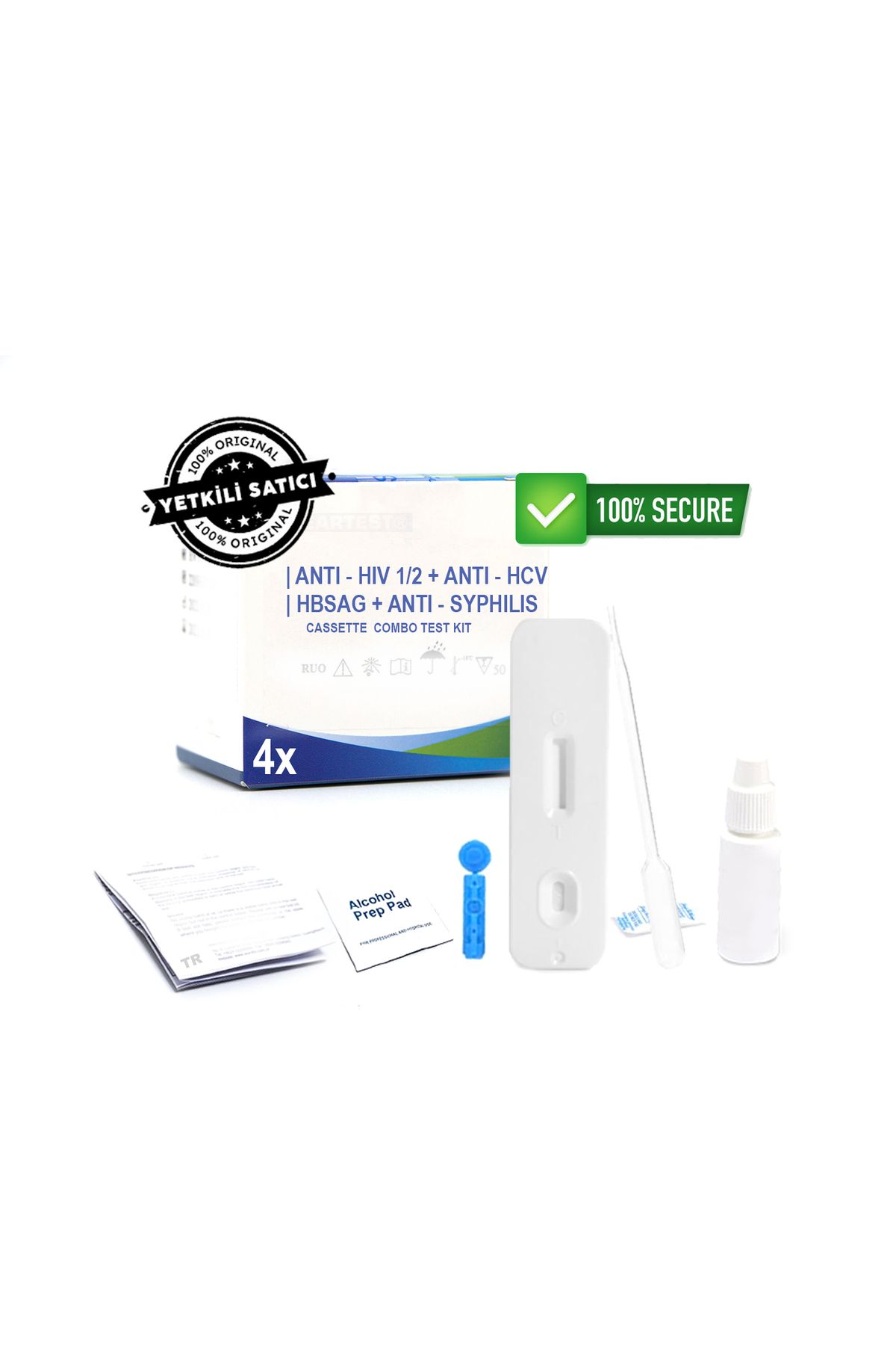 Alpha Clear Test Ev Tipi Hbsag, Hcv, Hiv 1/2- Aıds, Sifilis, Bulaşıcı Hastalıklar Testi 4 Lü