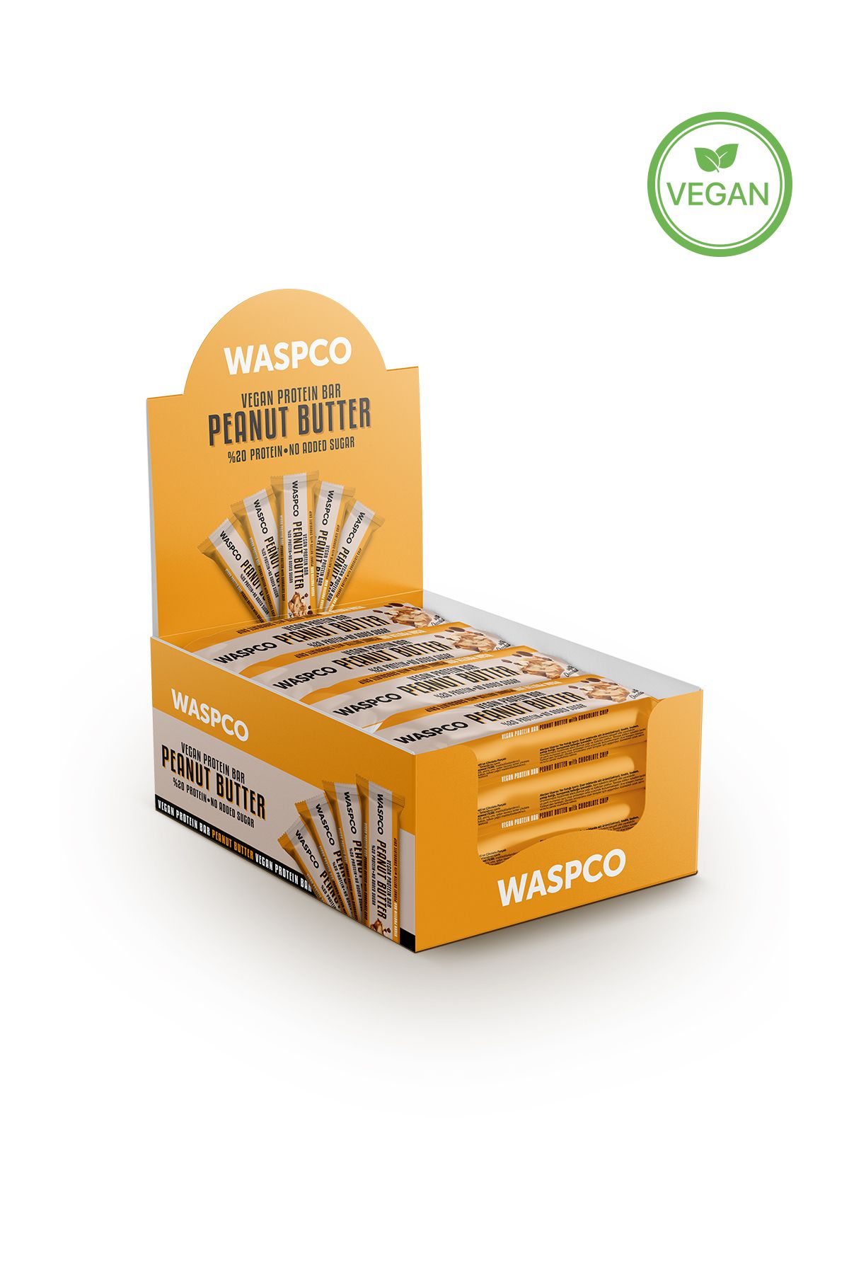 Waspco Fıstık Ezmeli Çikolata Parçalı Vegan Protein Bar 40g X 12 Adet