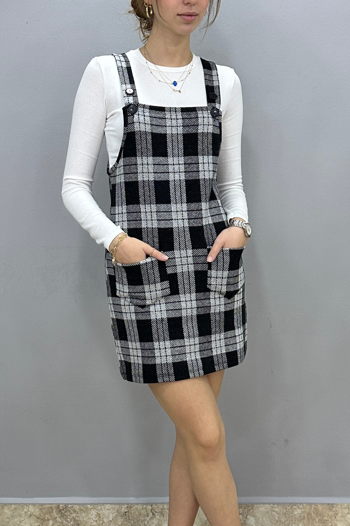 Tam Moda Kadın Askılı Cepli Salopet