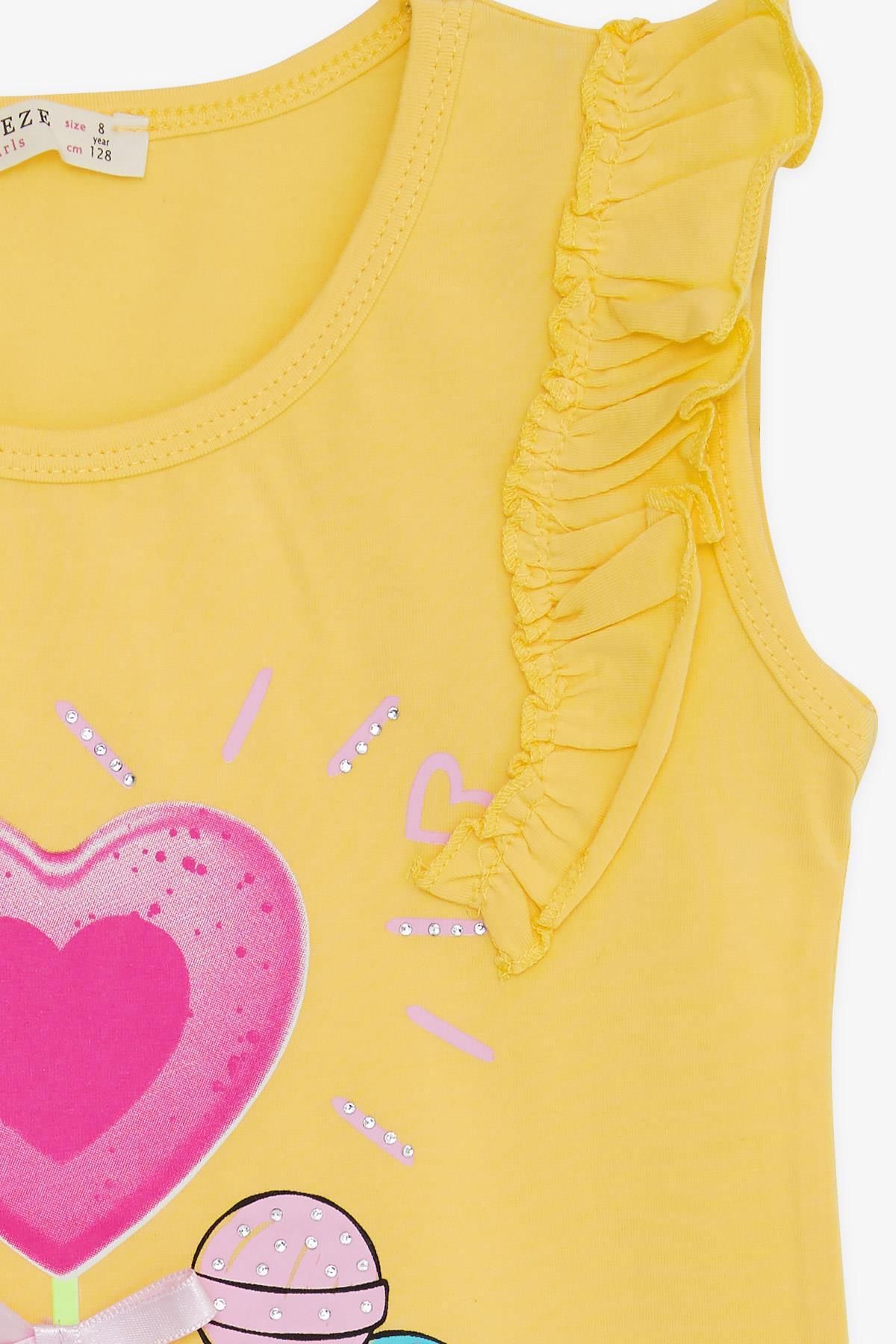 Breeze-4-8 Years Old Girl's T-Shirt - Lollipop Print, Yellow 3