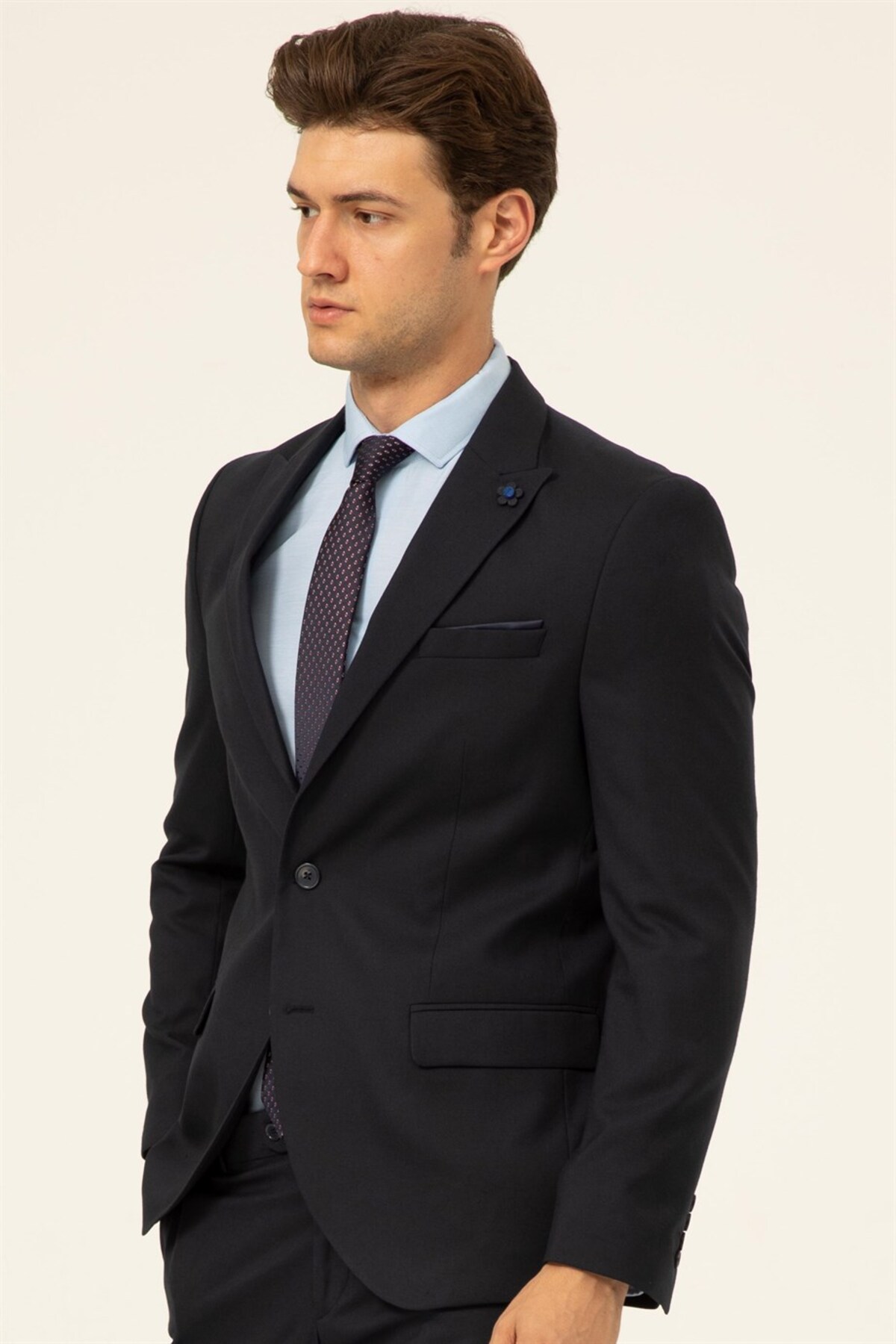 SÜVARİ Süvari 6 Drop Slim Fit Lacivert Yeleksiz Düz Takım Elbise görsel 4