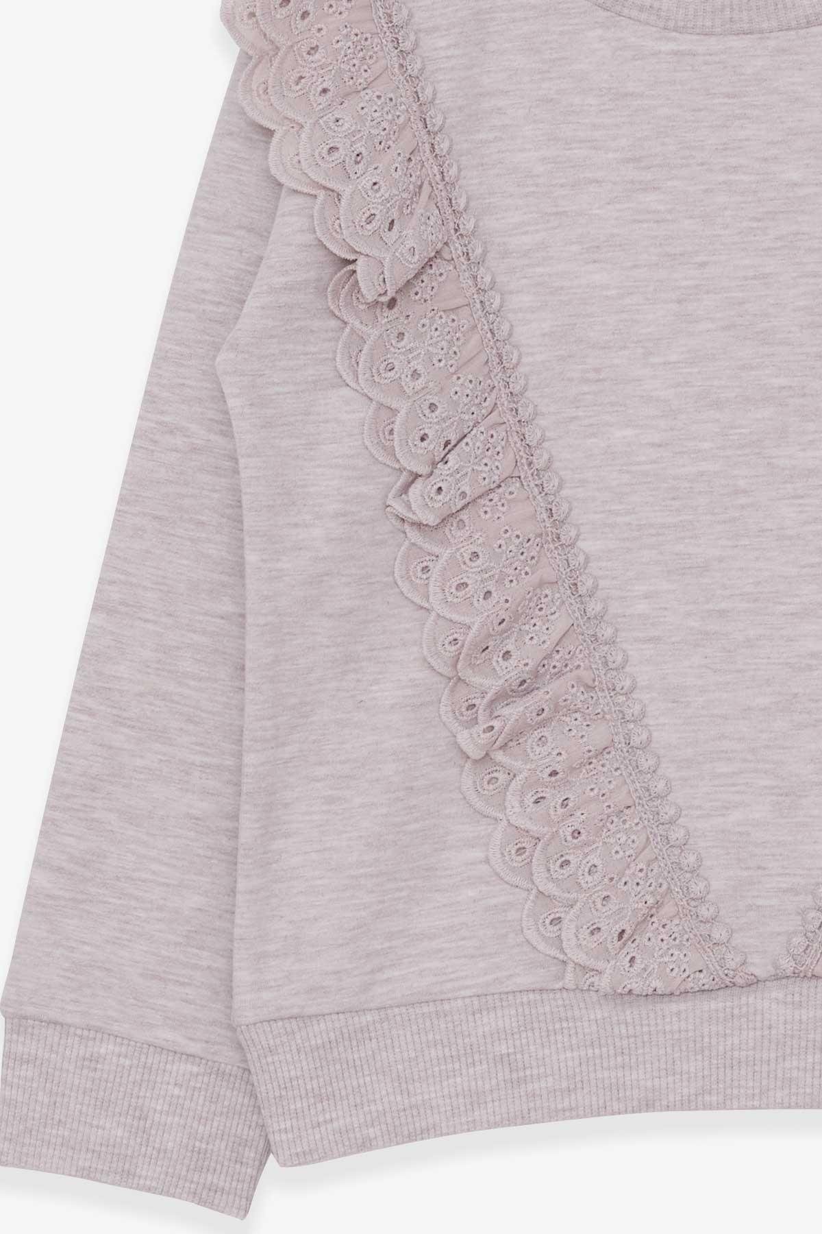 Breeze Kız Çocuk Sweatshirt Güpürlü 4-9 Yaş, Bej Melanj fotoğrafı 4 (önizleme)