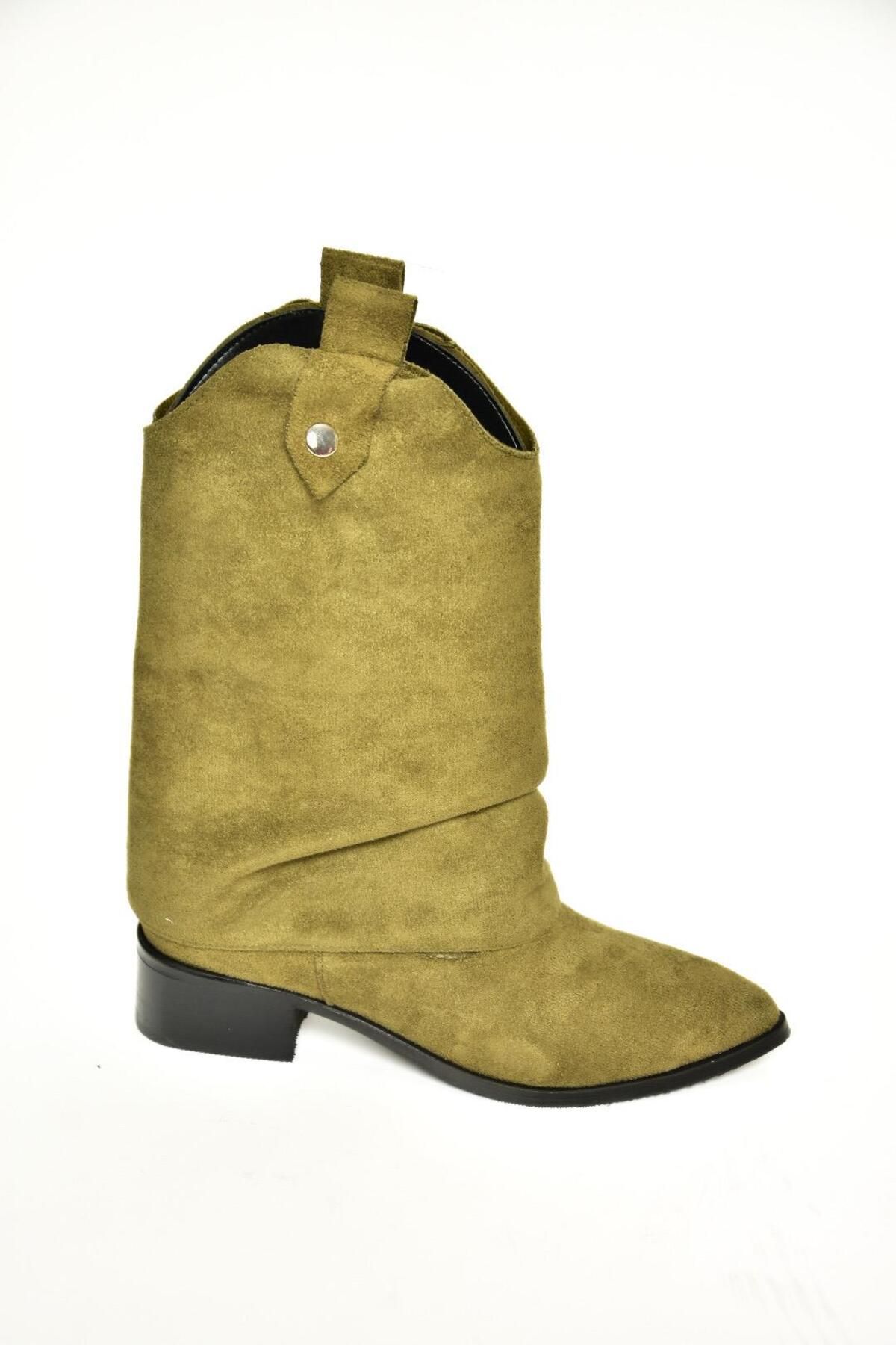 Fox Shoes-Τ 723972202   Γυναικείες μπότες πράσινες σουέτ με χαμηλό τακούνι 6