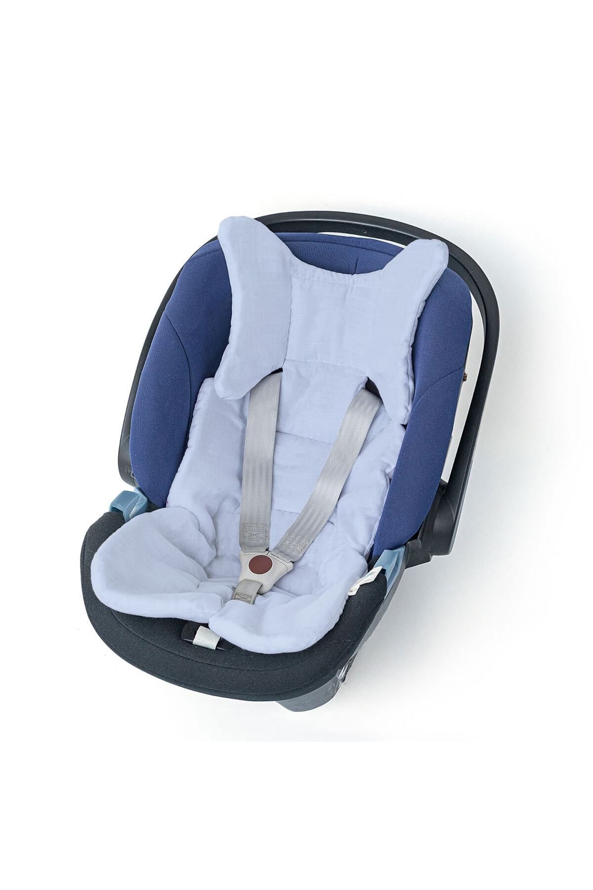 DEUX LAPINS-100% Cotton Muslin Stroller & Car Seat Cushion Endless Blue - Blue 1