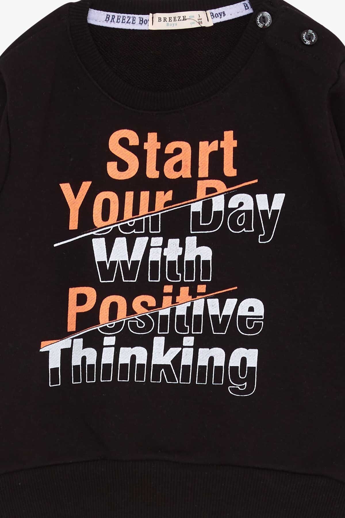 Breeze Erkek Çocuk Sweatshirt Yazı Baskılı 2-6 Yaş, Siyah fotoğrafı 6 (önizleme)