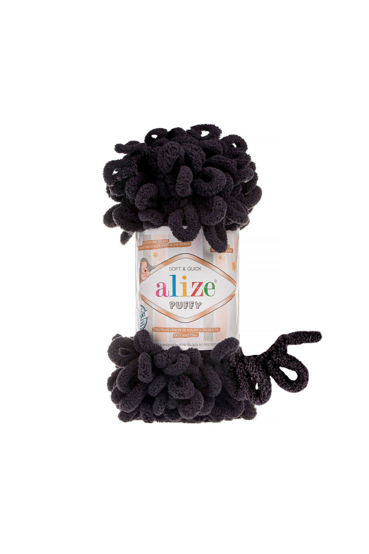 15 Pieces - 3 Packs -1060 New Black Puffy Hand Knitting Blanket Snoozies Scarf Cardigan Mop Yarn