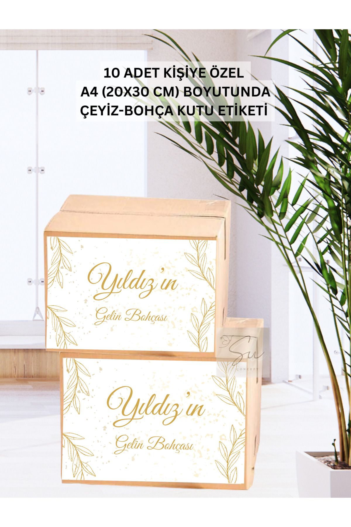 HabuHobi İsimli Çeyiz Bohça Etiketi Kişiye Özel Koli Etiketi Baskılı Sticker A4 Ebat 10'lu Paket