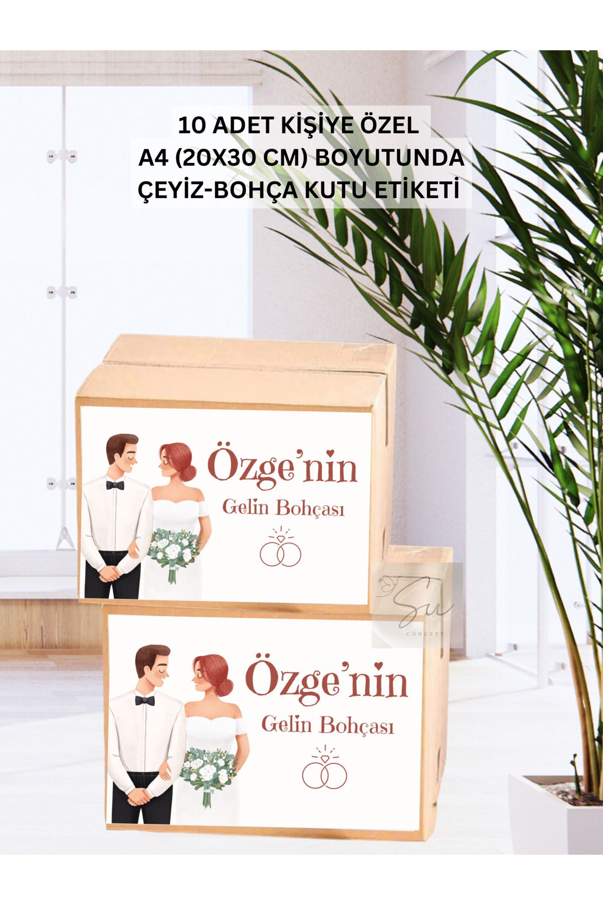 HabuHobi İsimli Çeyiz Bohça Etiketi Kişiye Özel Koli Etiketi Baskılı Sticker A4 Ebat 10'lu Paket