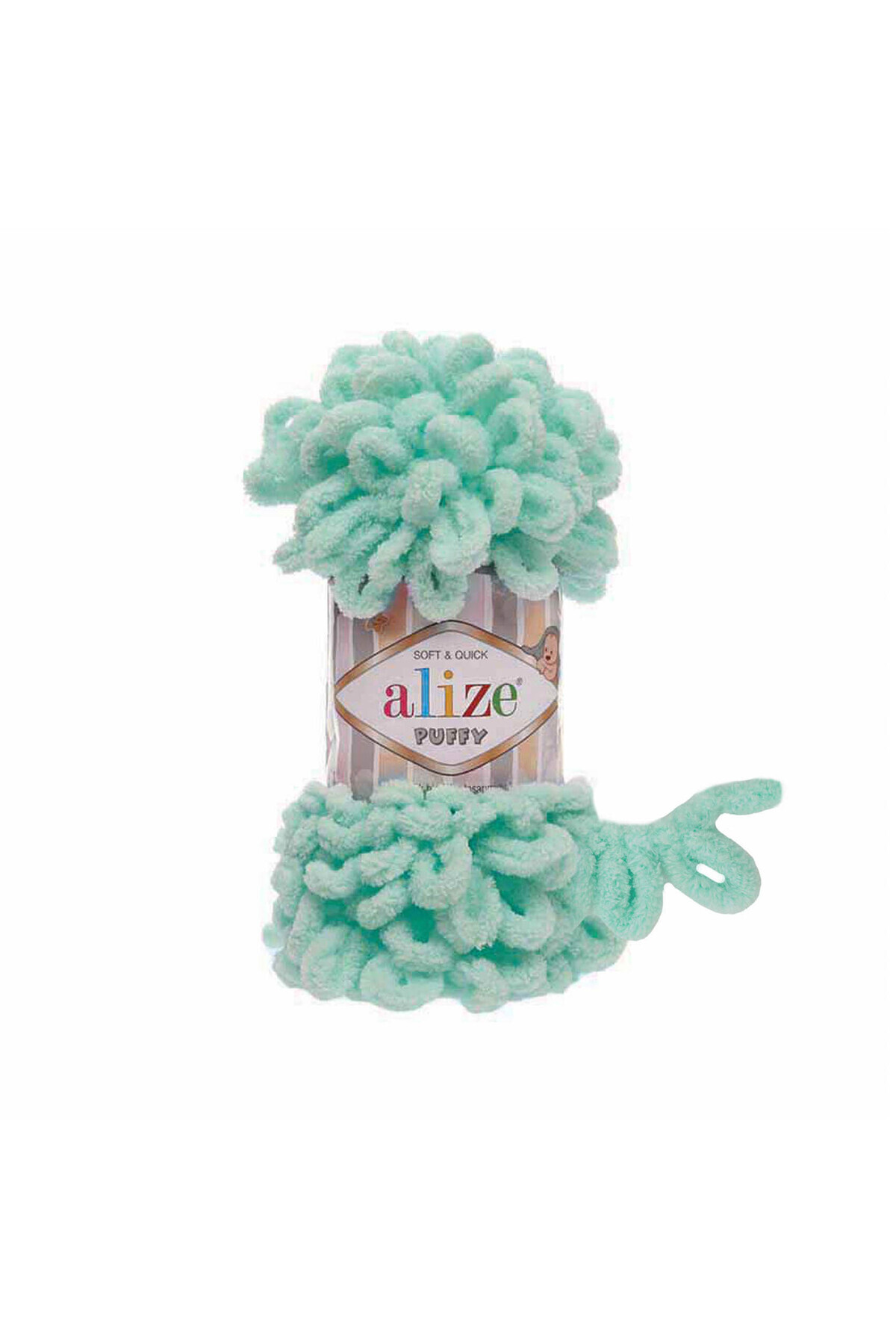 15 Pieces - 3 Packs - 19 Light Mint Alize Puffy Hand Knitting Blanket Snoozies Scarf Cardigan Mop Yarn