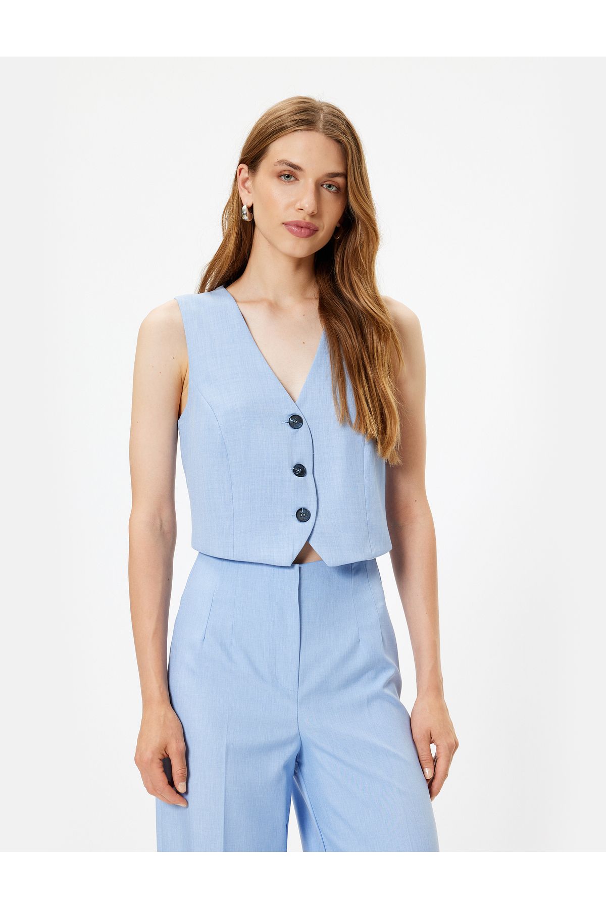 Koton Yeni Sezon Yelek Slim Fit V Yaka Düğmeli